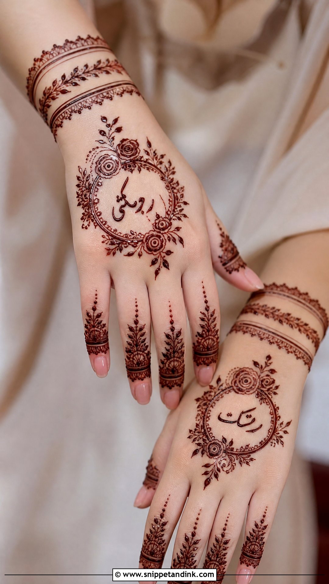 Urdu Name Engagement Mehndi Design - Snippet and Ink - 25 Urdu Name Mehndi Design Ideas