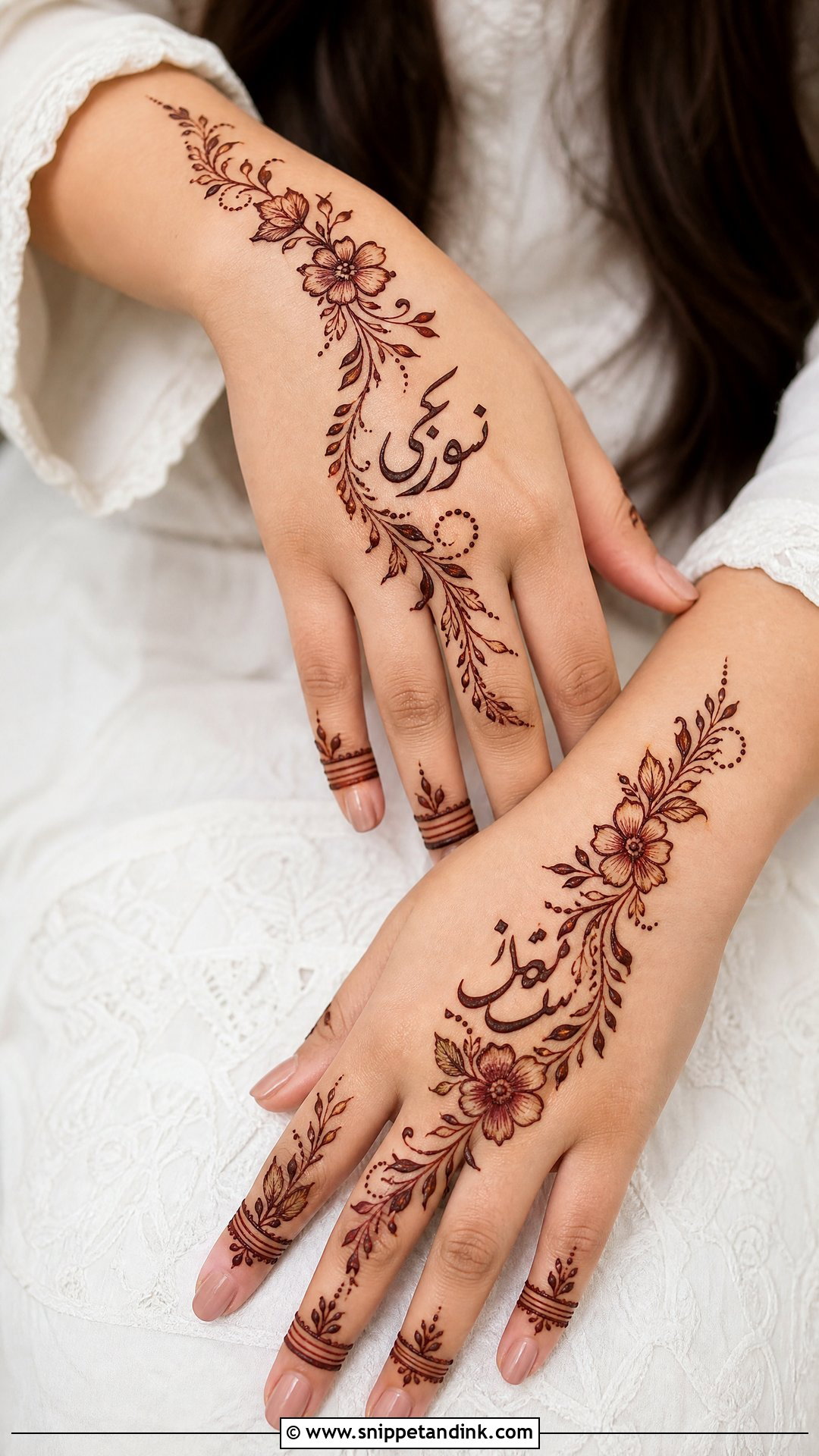 Urdu Name Floral Trail Mehndi Design - Snippet and Ink - 25 Urdu Name Mehndi Design Ideas