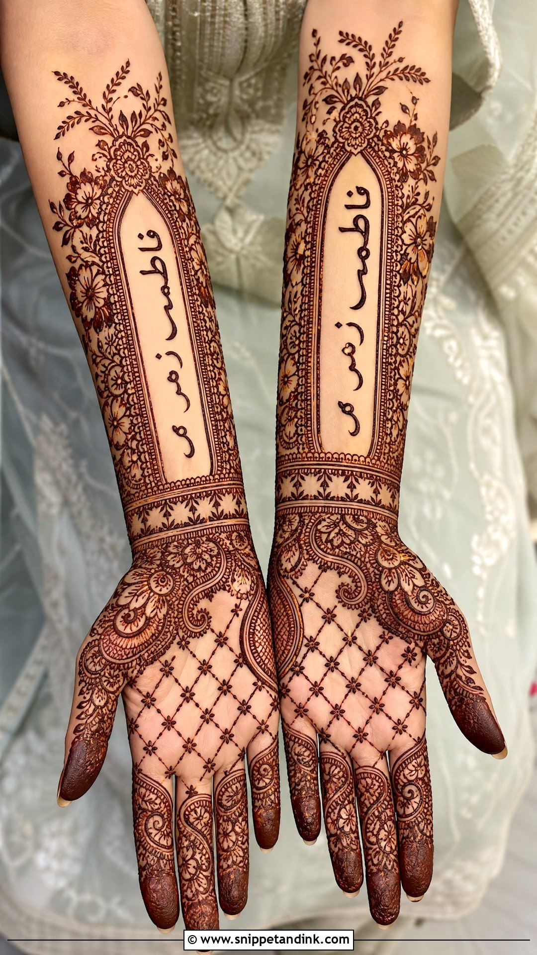 Urdu Name Forearm Mehndi Design - Snippet and Ink - 25 Urdu Name Mehndi Design Ideas