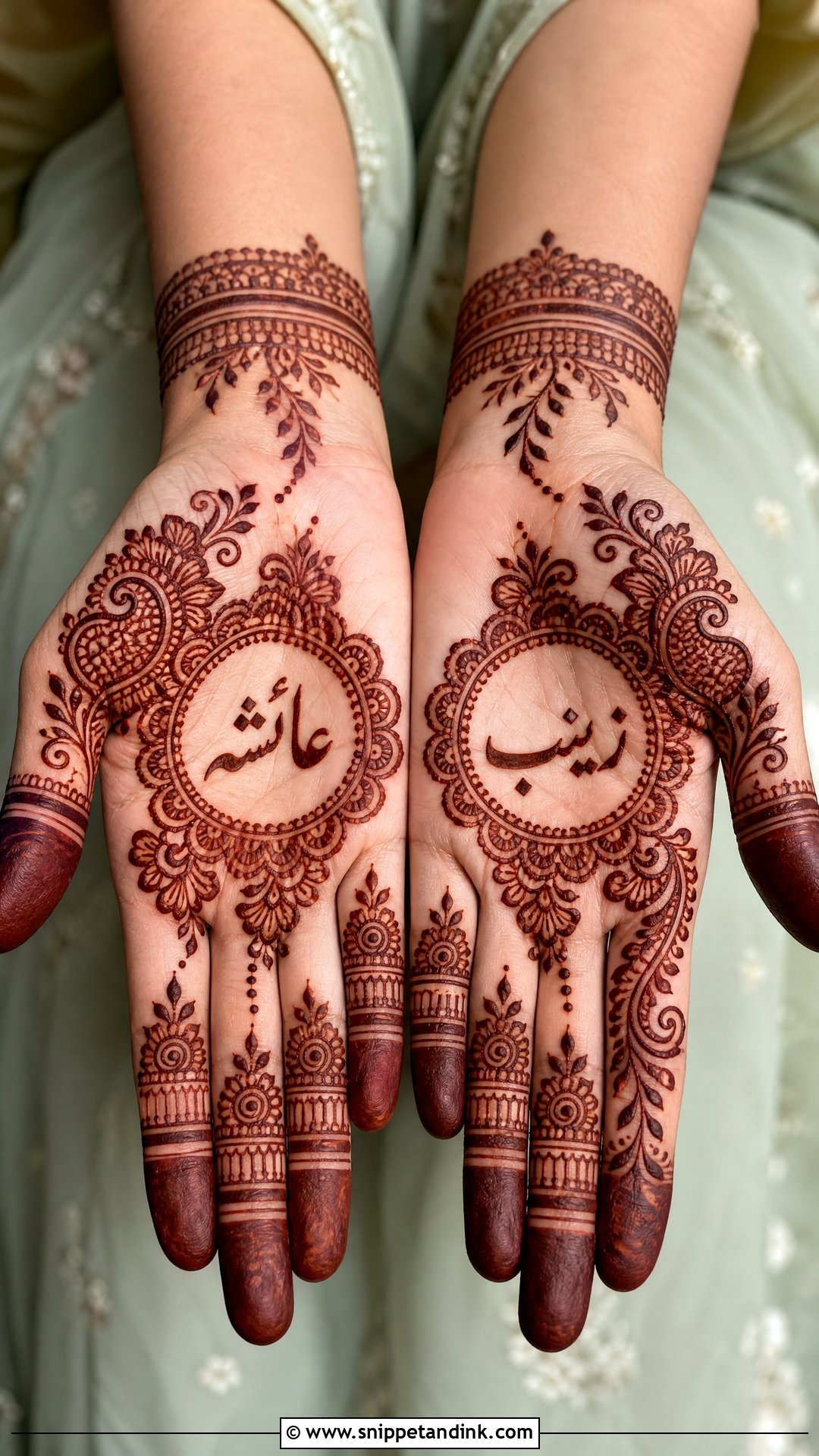 Urdu Name Front Hand Mehndi Design - Snippet and Ink - 25 Urdu Name Mehndi Design Ideas