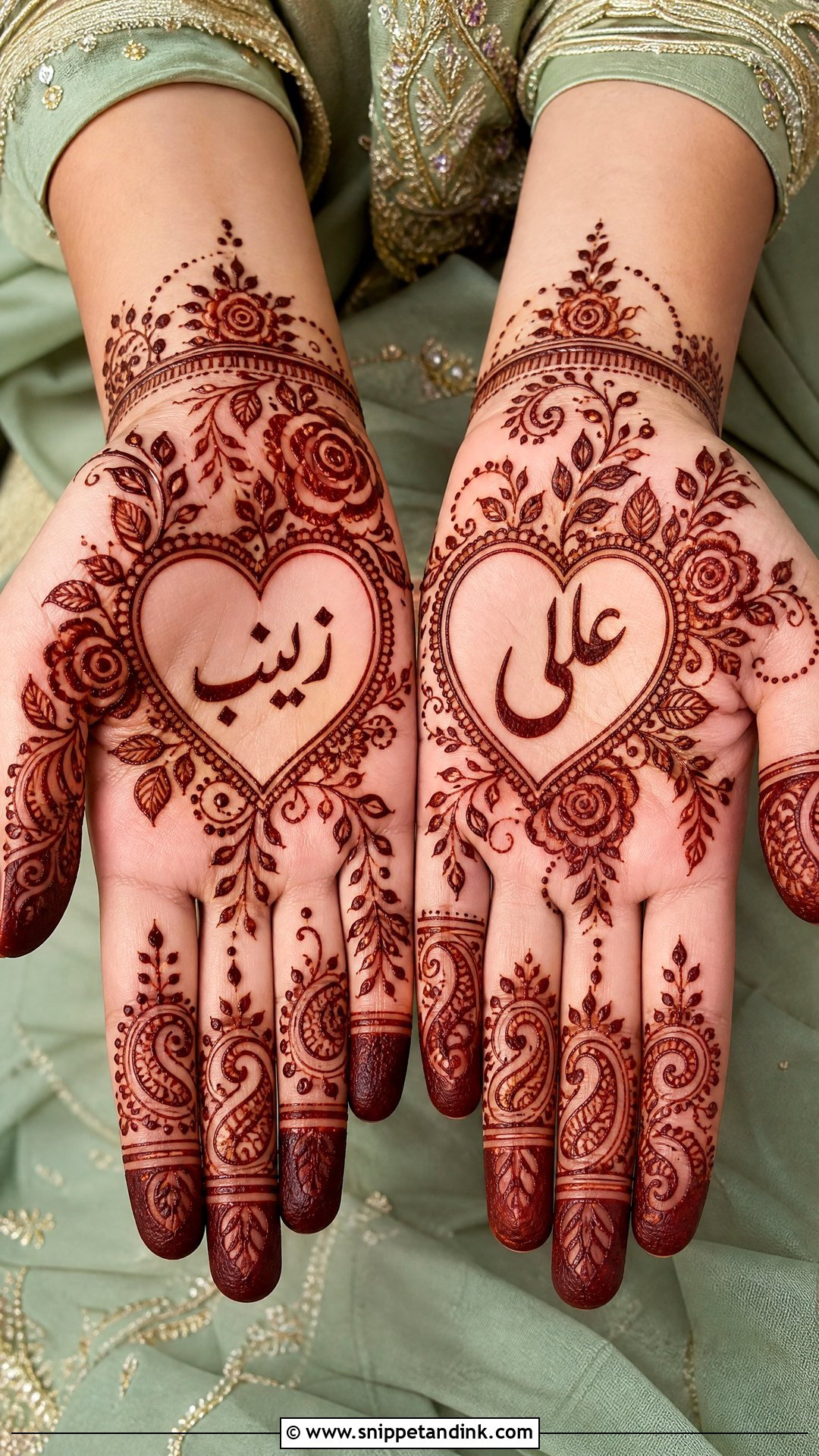 Urdu Name Heart Mehndi Design - Snippet and Ink - 25 Urdu Name Mehndi Design Ideas