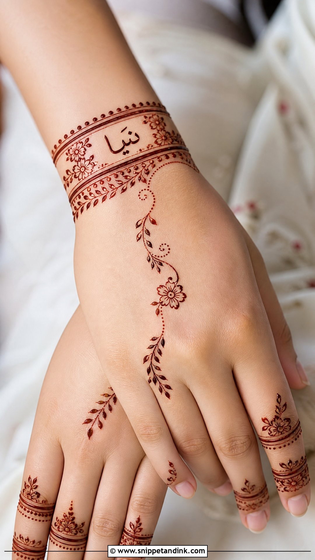 Urdu Name Wrist Mehndi Design - Snippet and Ink - 25 Urdu Name Mehndi Design Ideas