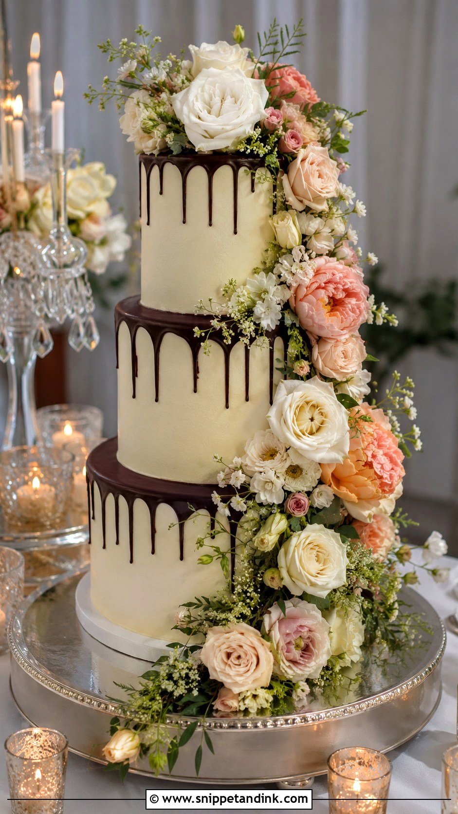Vancho Cake With Cascading Flowers - Snippet and Ink - 20 Vancho Cake Decoration Ideas for Wedding