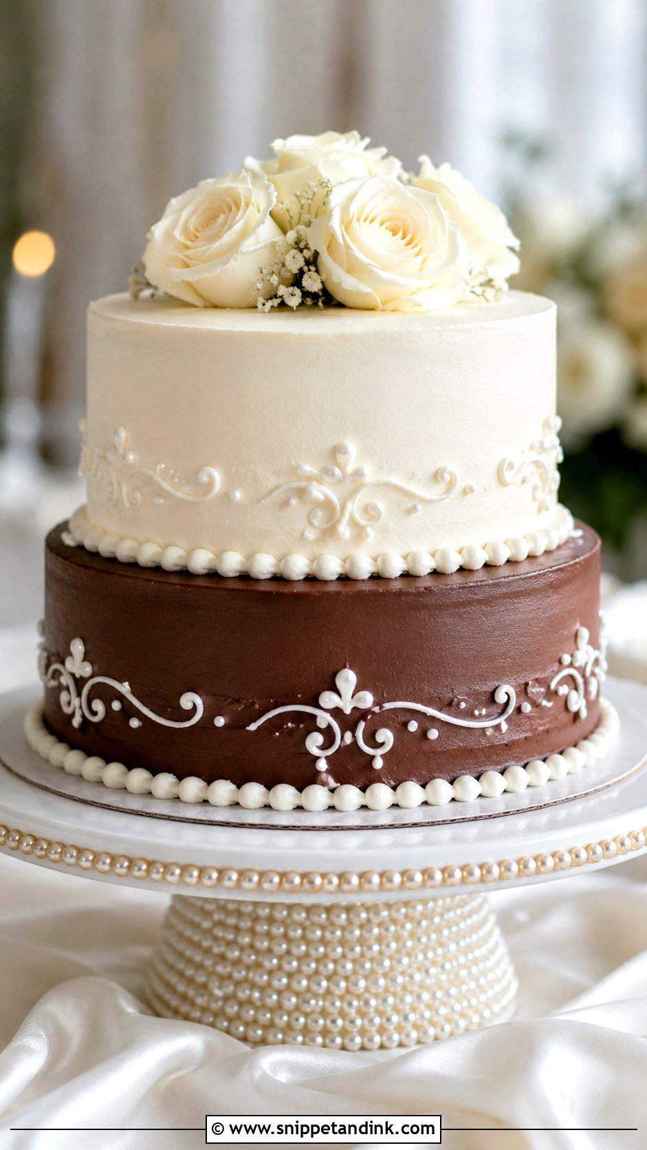 Vancho Cake With Pearl Border - Snippet and Ink - 20 Vancho Cake Decoration Ideas for Wedding