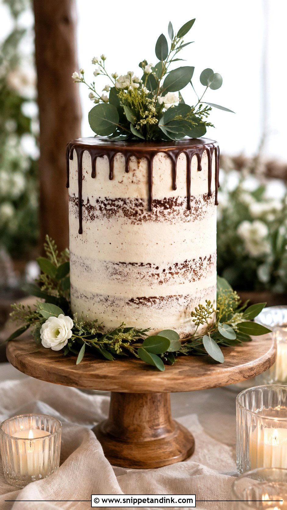Vancho Cake With Rustic Greenery - Snippet and Ink - 20 Vancho Cake Decoration Ideas for Wedding