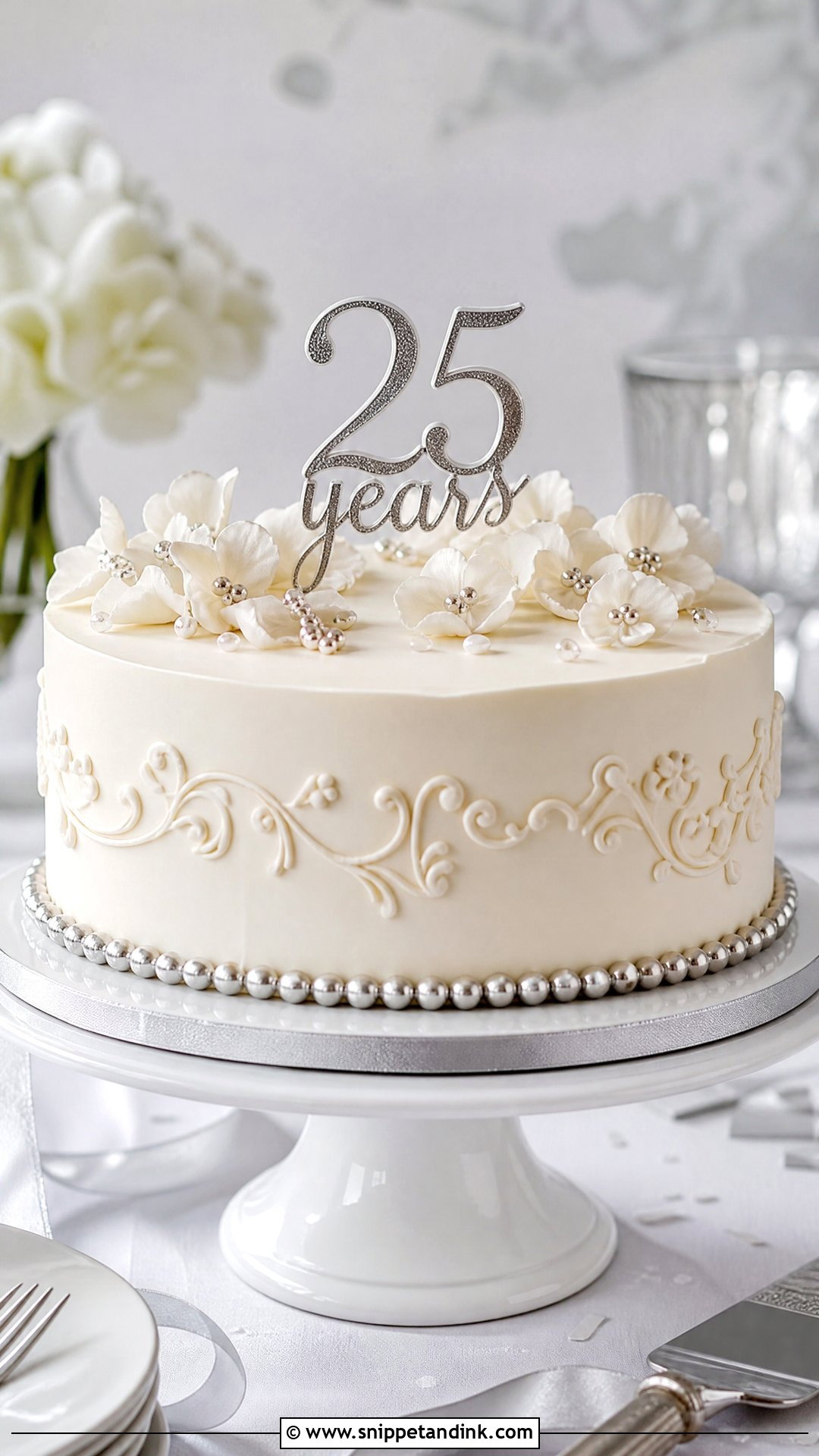 Vanilla 25th Anniversary Cake - Snippet and Ink - 25 25th Anniversary Cake Ideas