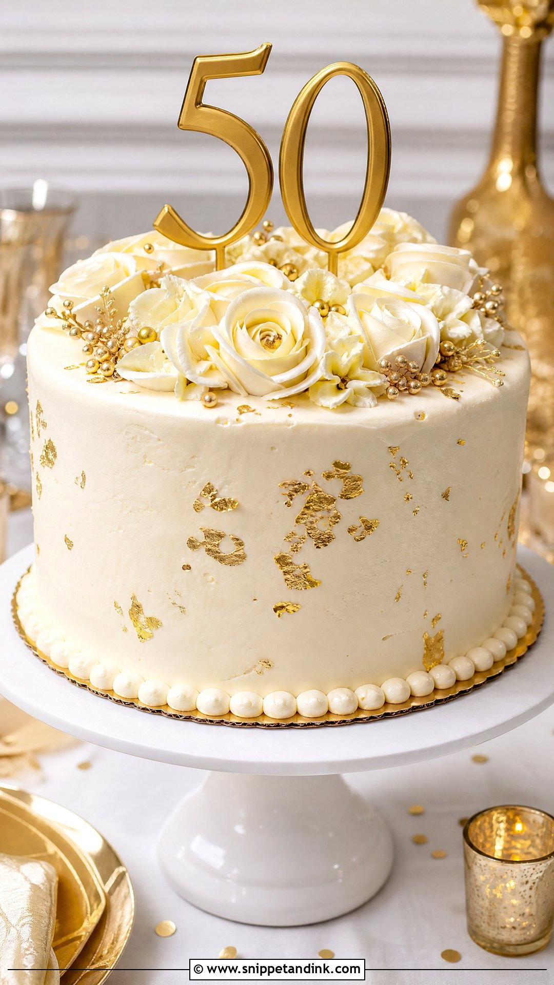 Vanilla 50th Anniversary Cake - Snippet and Ink - 30 50th Anniversary Cakes