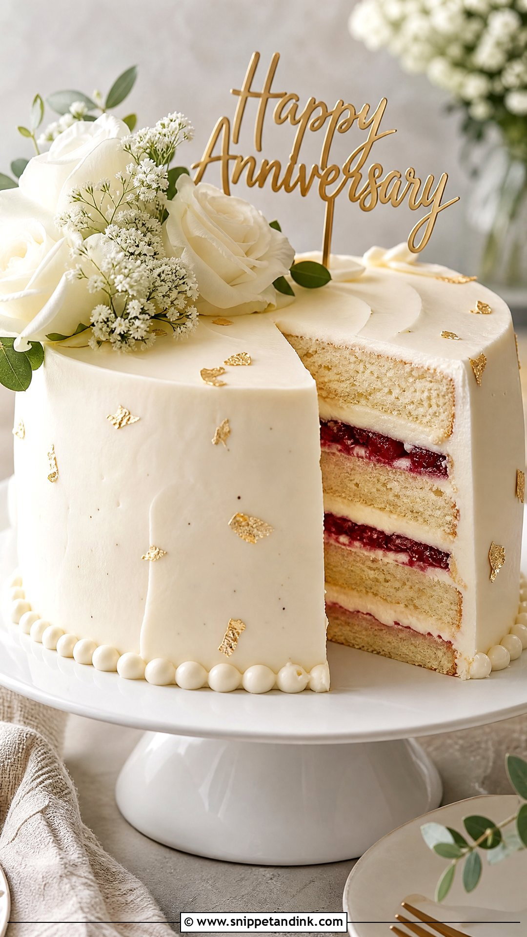 Vanilla Anniversary Cake - Snippet and Ink - 35 Happy Anniversary Cakes