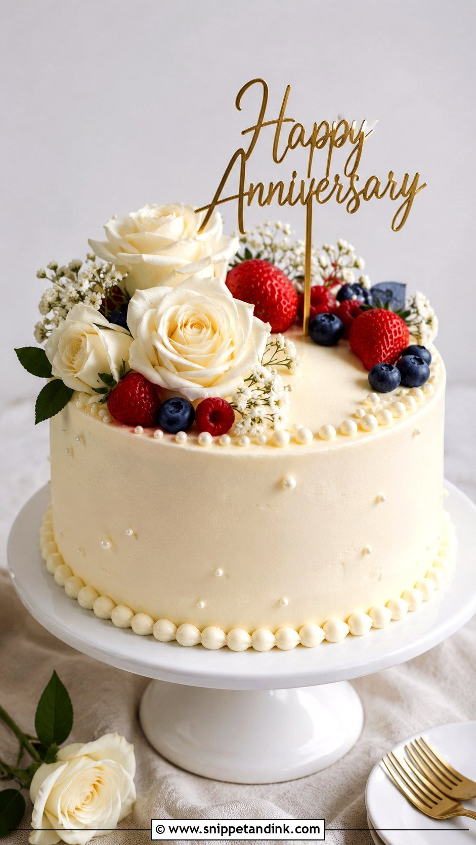 Vanilla Anniversary Cake - Snippet and Ink - 20 Anniversary Cake Photo Ideas