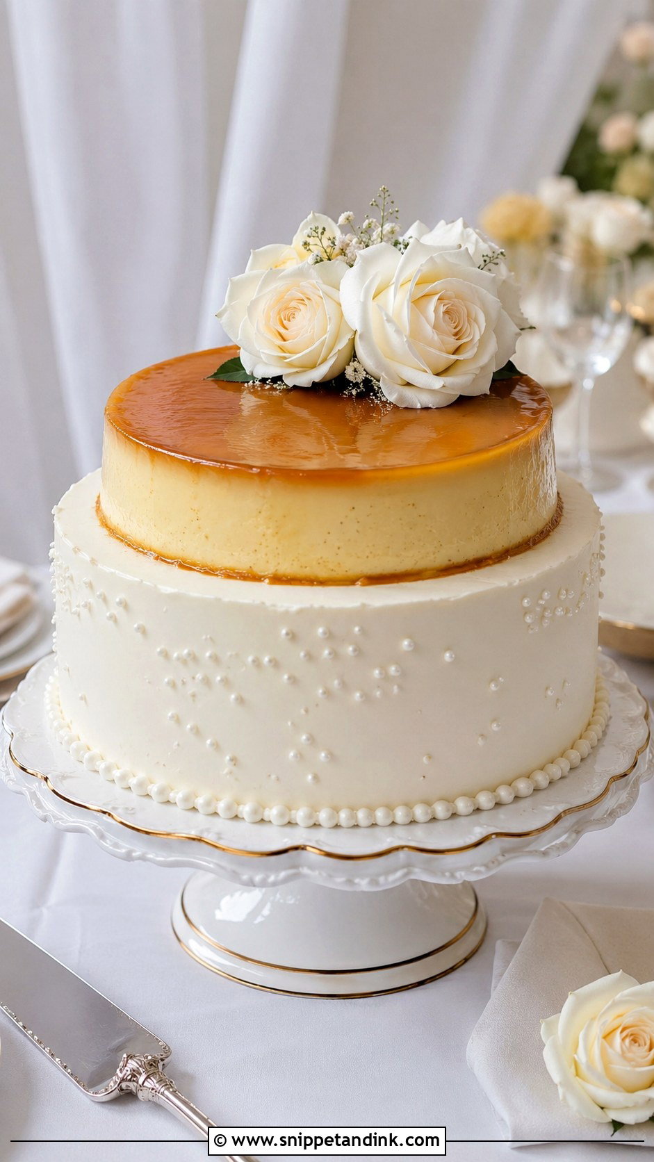 Vanilla Flan Wedding Cake - Snippet and Ink - 20 Wedding Flan Cake Ideas