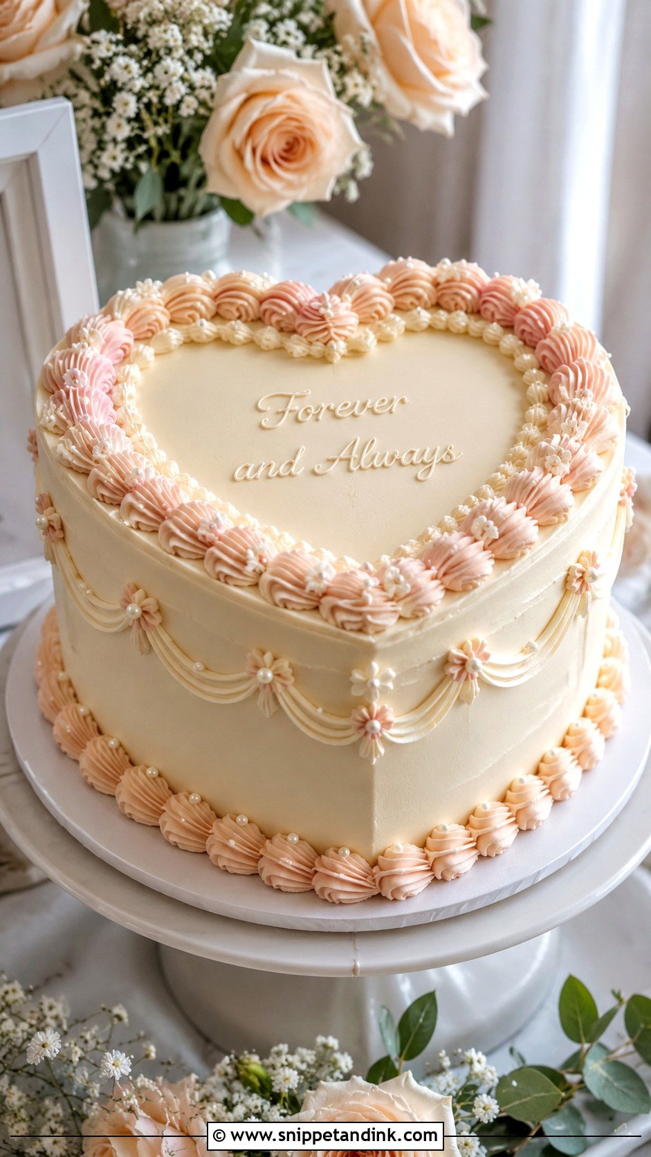 Vanilla Retro Heart Wedding Cake - Snippet and Ink - 30 Retro Heart Wedding Cake Ideas