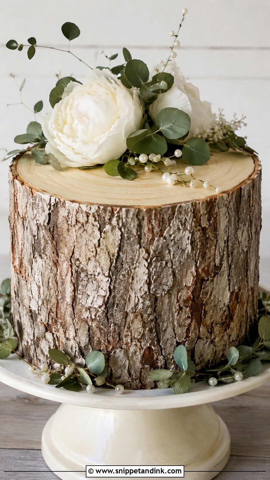 Vanilla Tree Stump Wedding Cake - Snippet and Ink - 20 Tree Stump Cake Ideas for Wedding