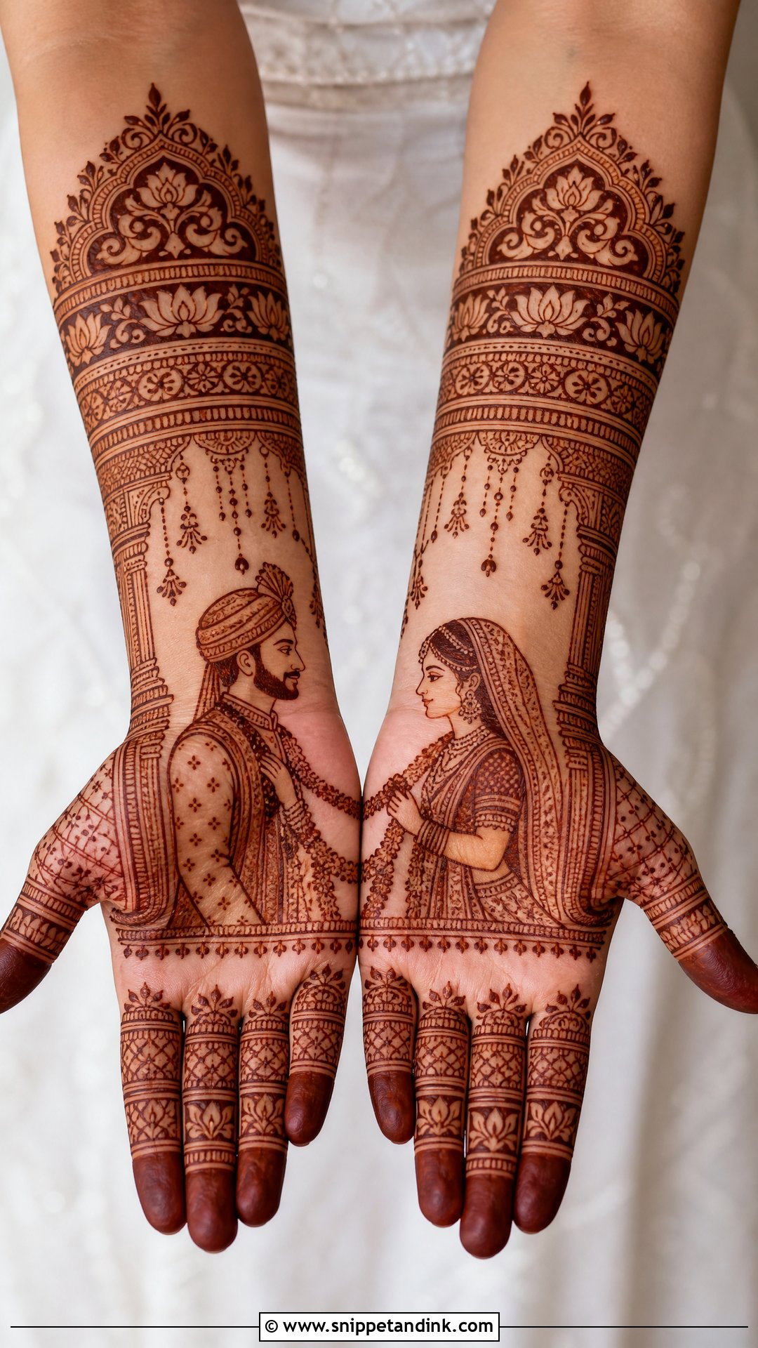 Varmala Portrait Mehndi Design - Snippet and Ink - 20 Varmala Mehndi Design Ideas
