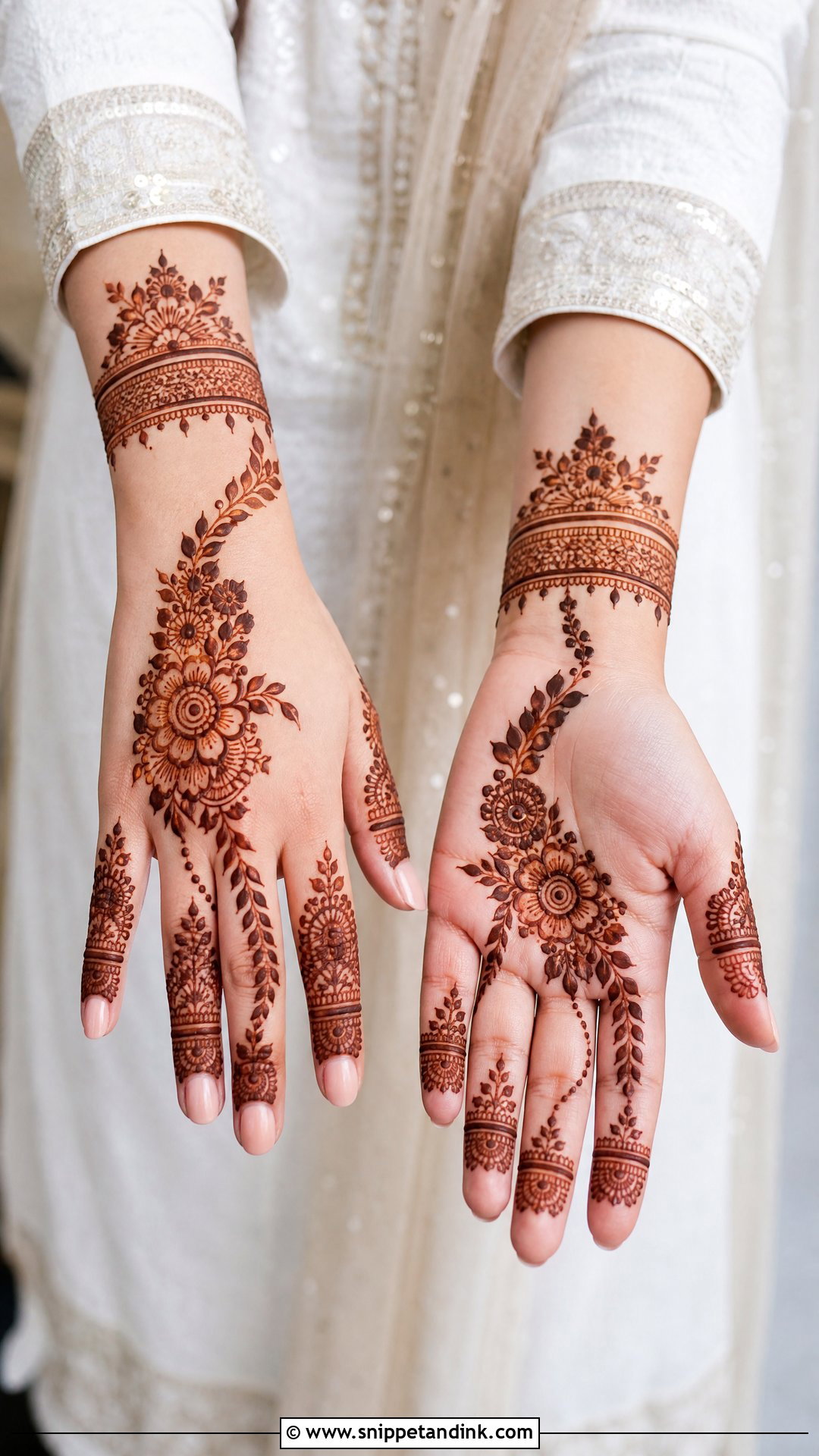 Veere Di Wedding Modern Negative Space Mehndi - Snippet and Ink - 25 Veere Di Wedding Mehndi Design Ideas