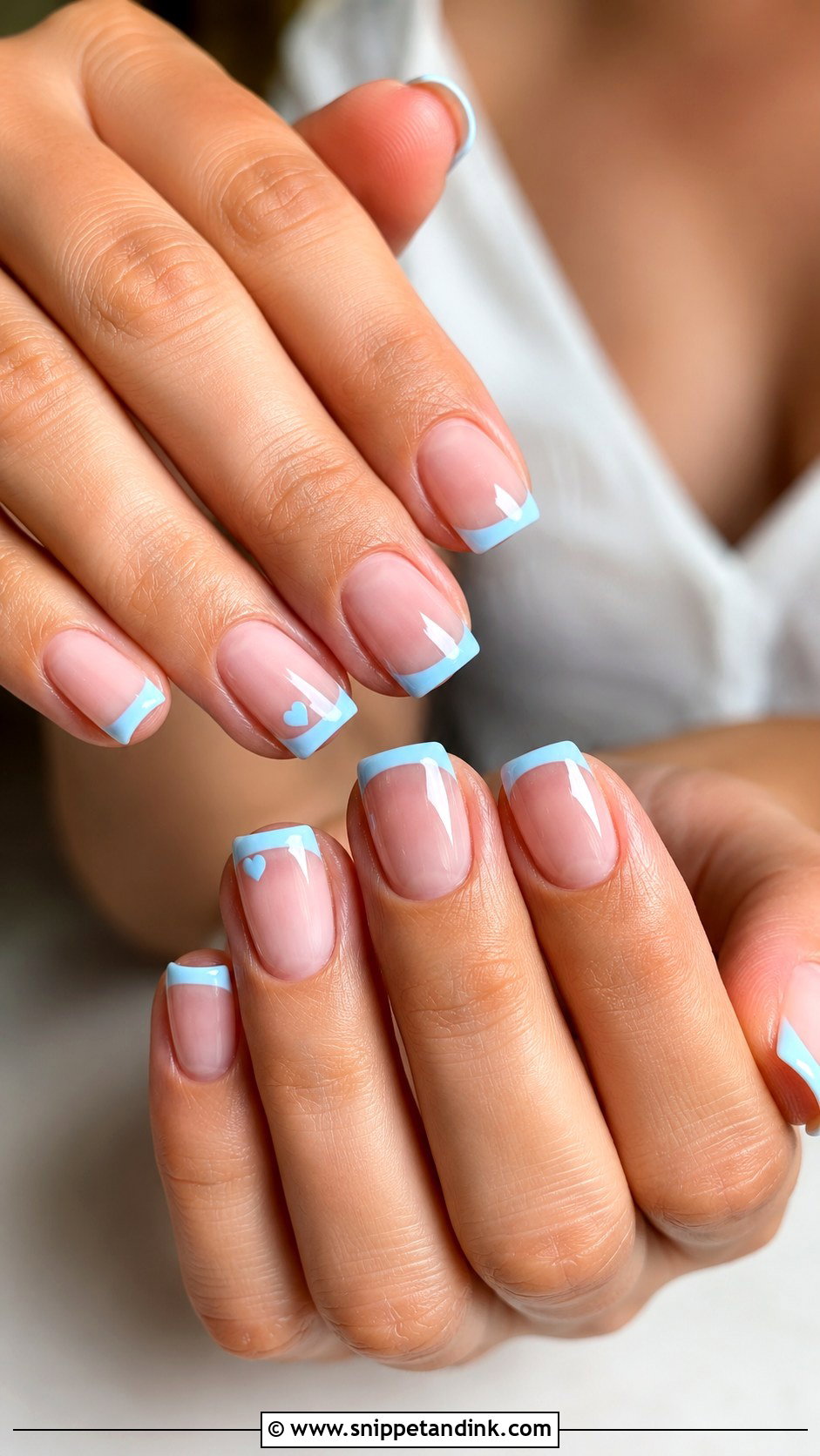 Vegas Wedding Nails With Baby Blue Tips - Snippet and Ink - 20 Vegas Wedding Nails