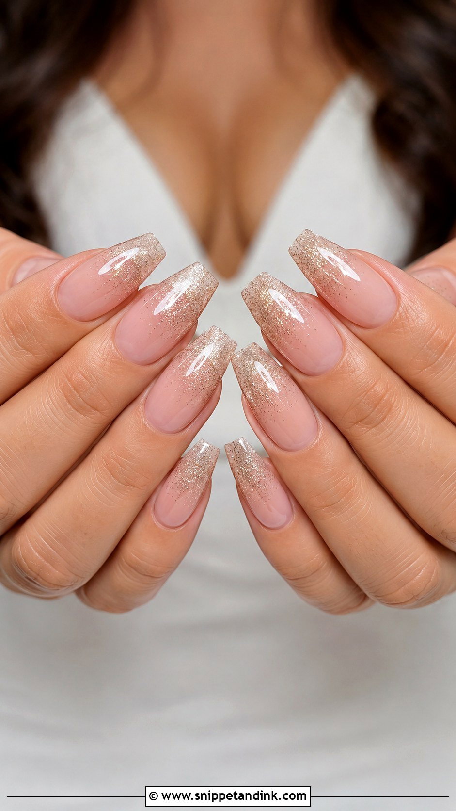 Vegas Wedding Nails With Nude Glitter Ombre - Snippet and Ink - 20 Vegas Wedding Nails