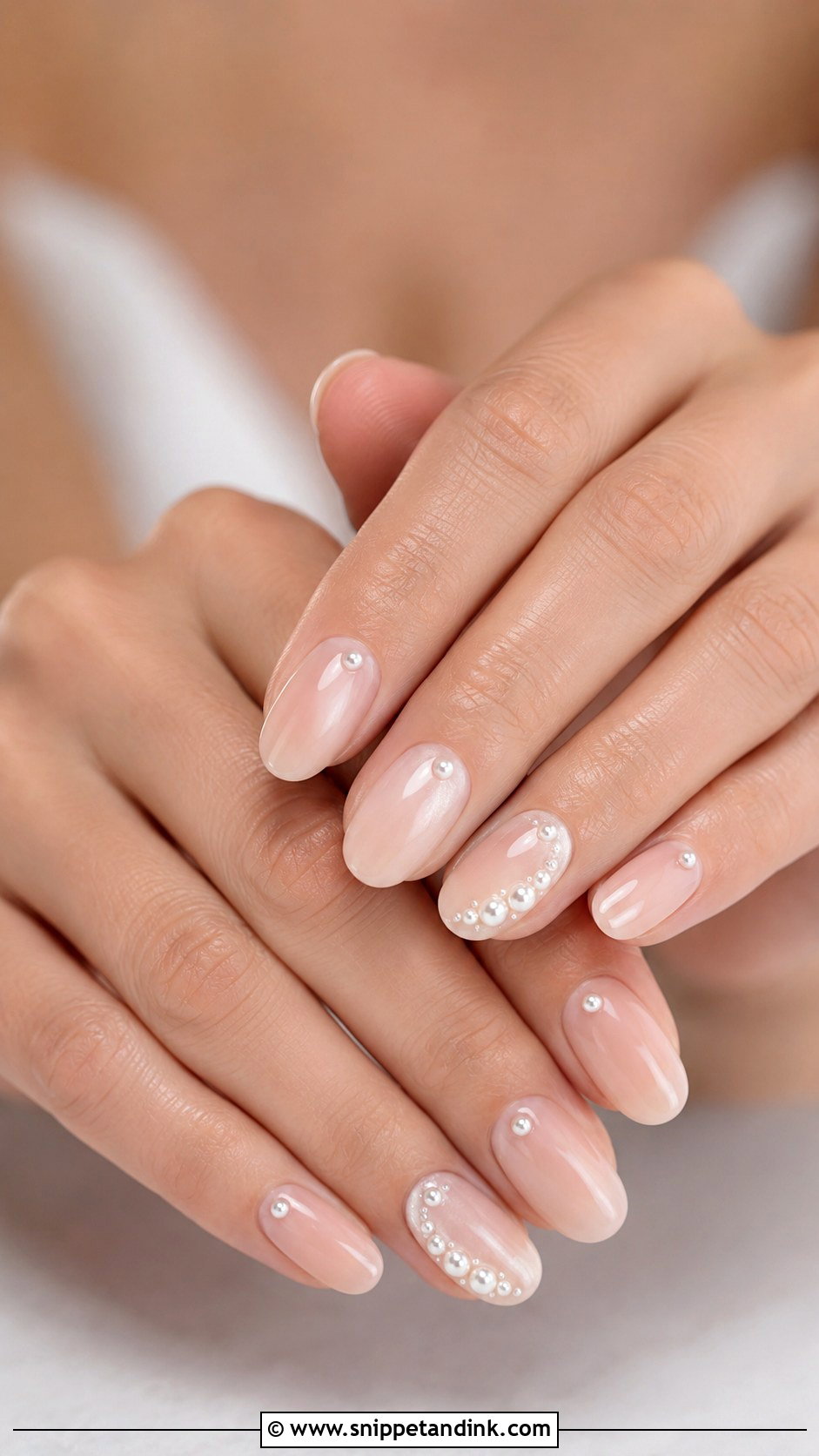 Vegas Wedding Nails With Pearl Accents - Snippet and Ink - 20 Vegas Wedding Nails