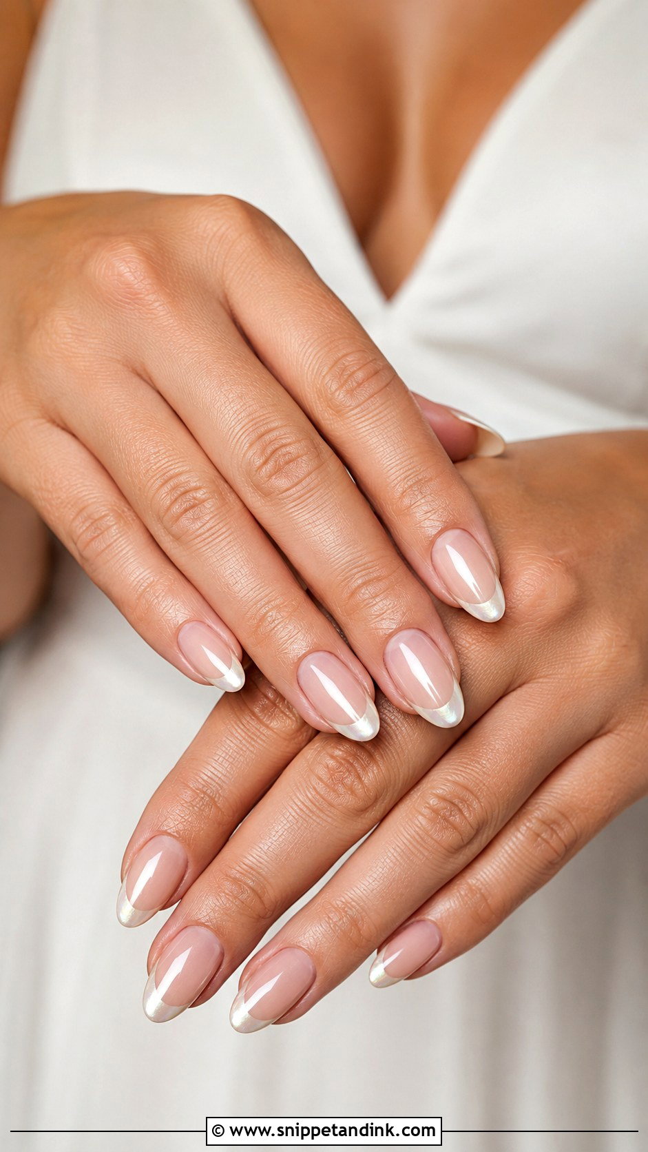 Vegas Wedding Nails With Pearl Chrome French Tips - Snippet and Ink - 20 Vegas Wedding Nails