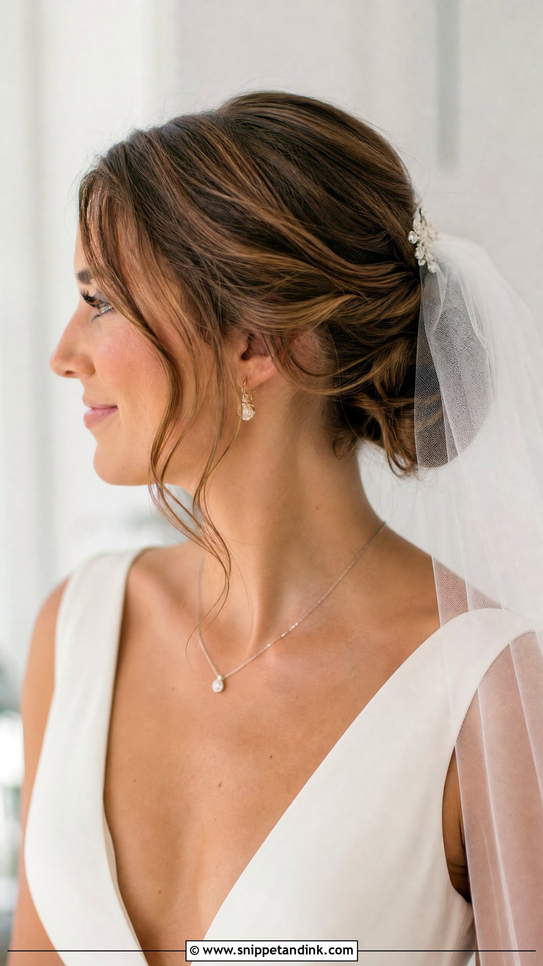 Veil Bridal Bun - Snippet and Ink - 15 Bridal Bun Updo Ideas