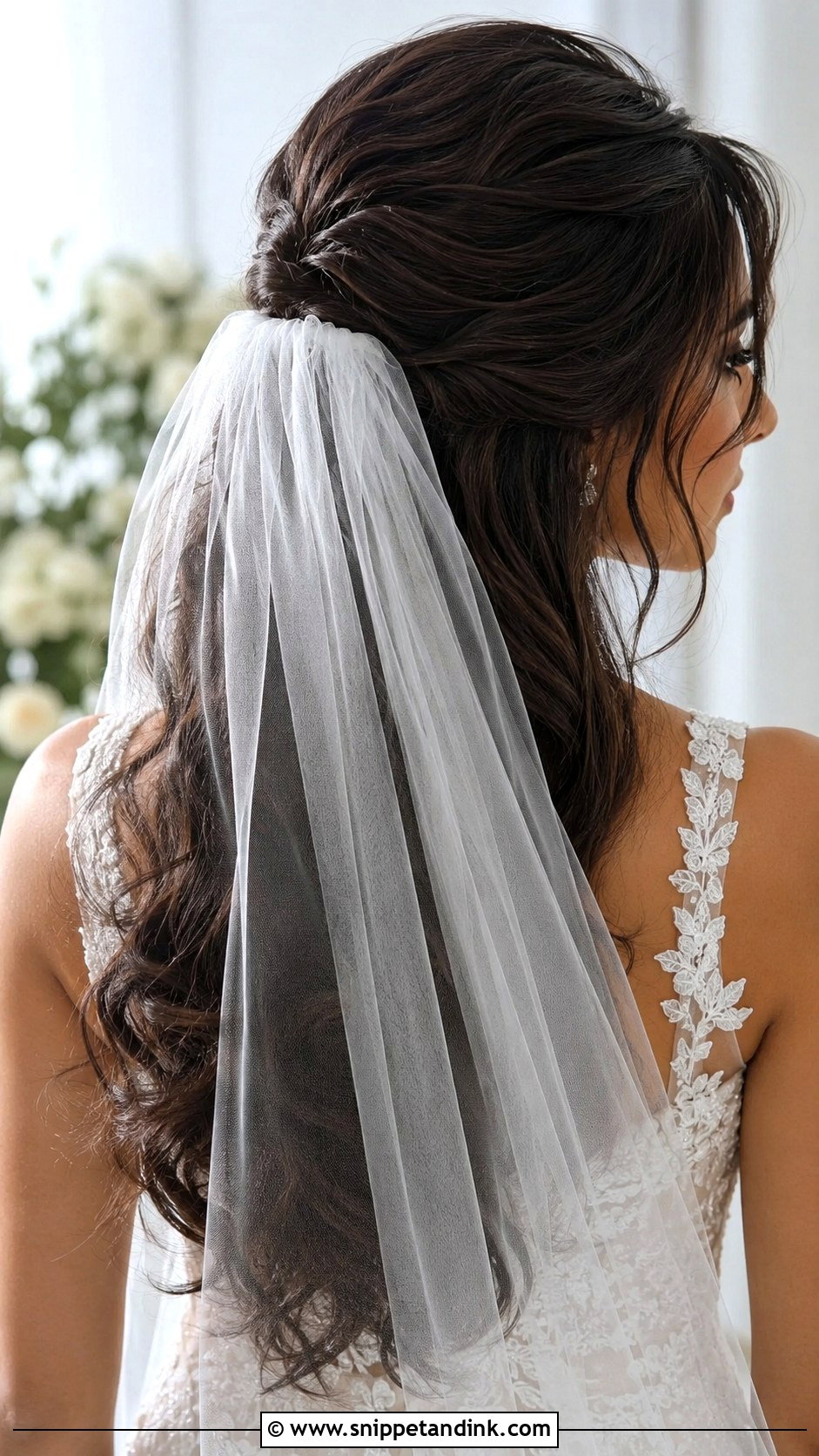 Veil Bridal Hair - Snippet and Ink - 15 Summer Bride Hair Ideas