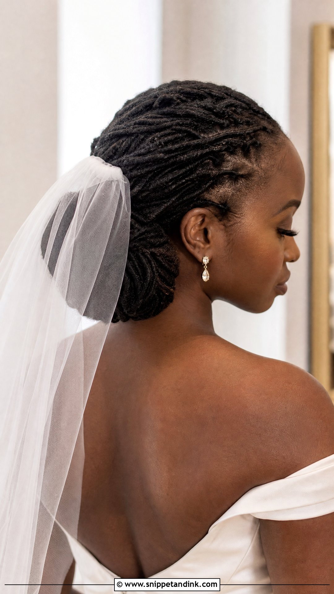 Veil Bridal Locs Low Bun - Snippet and Ink - 15 Bridal Locs Hairstyles Low Bun