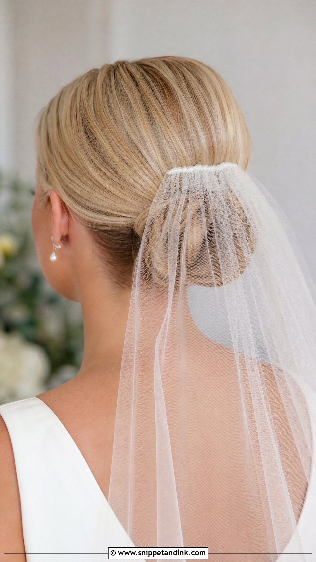 Veil Bun For Short Hair Wedding - Snippet and Ink - 15 Bun for Short Hair Wedding Ideas