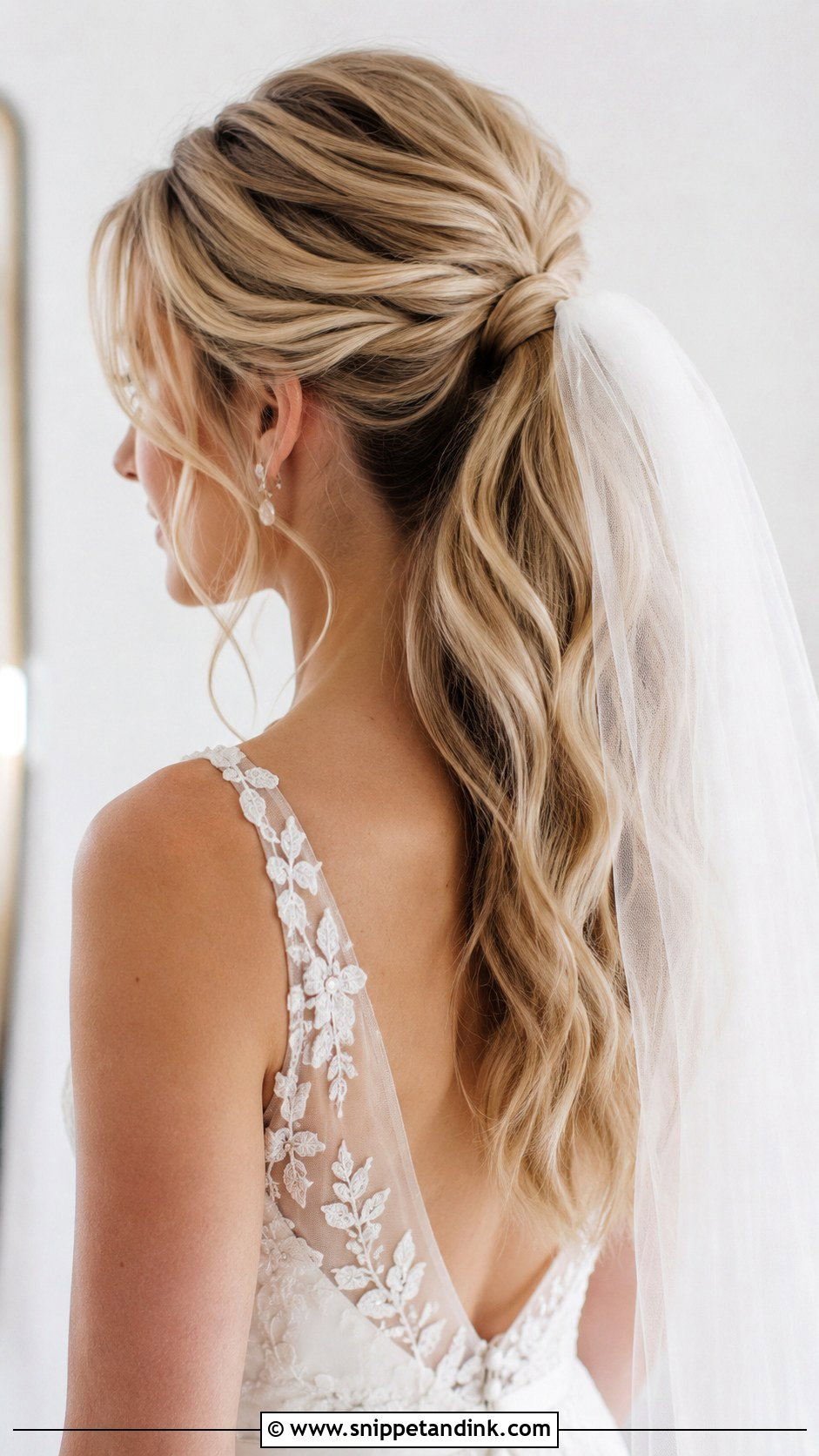 Veil Party Pony Wedding Hair - Snippet and Ink - 15 Party Pony Wedding Hair Ideas