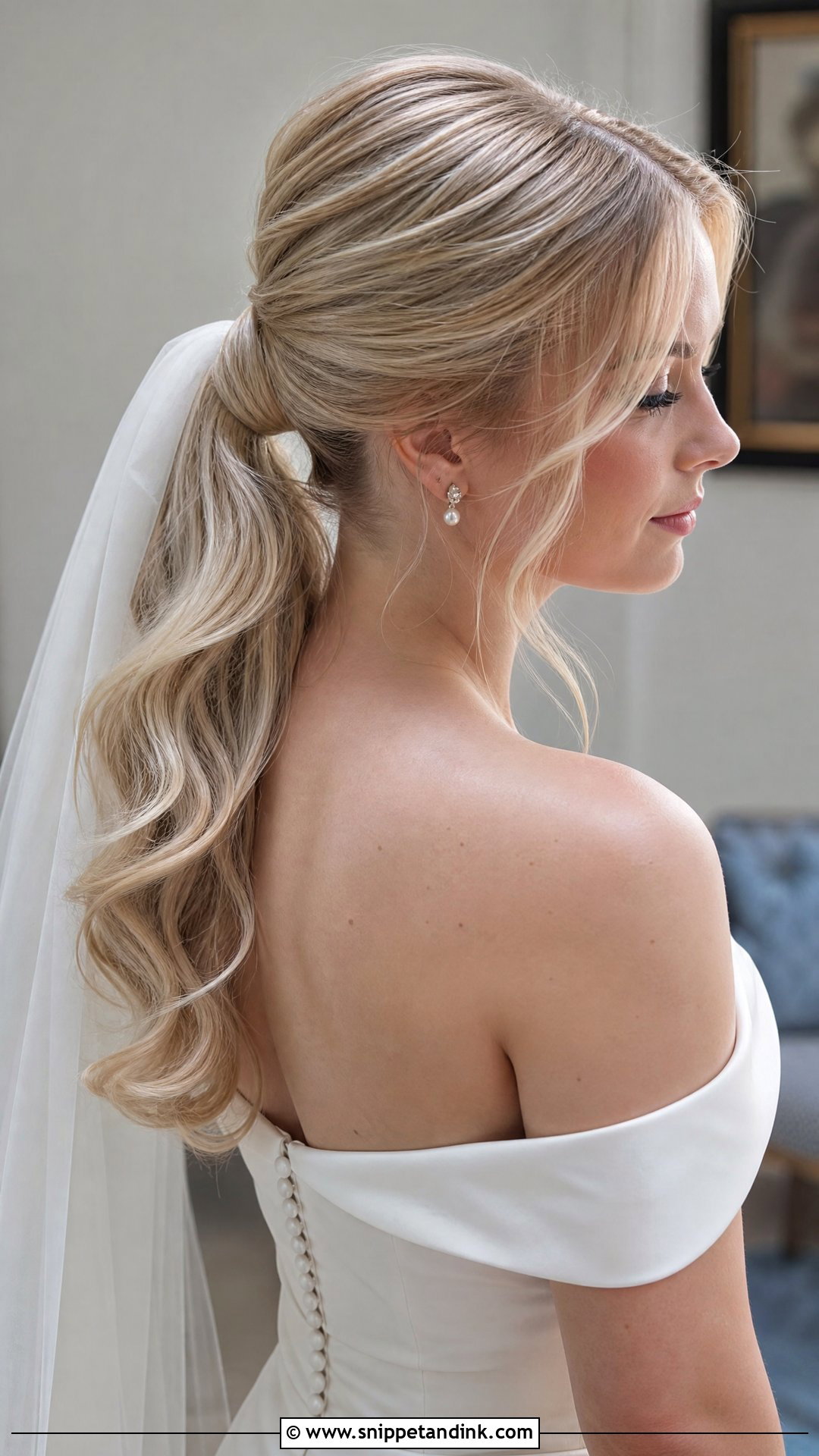 Veil Ponytail Bride Hair - Snippet and Ink - 20 Ponytail Bride Hair Ideas