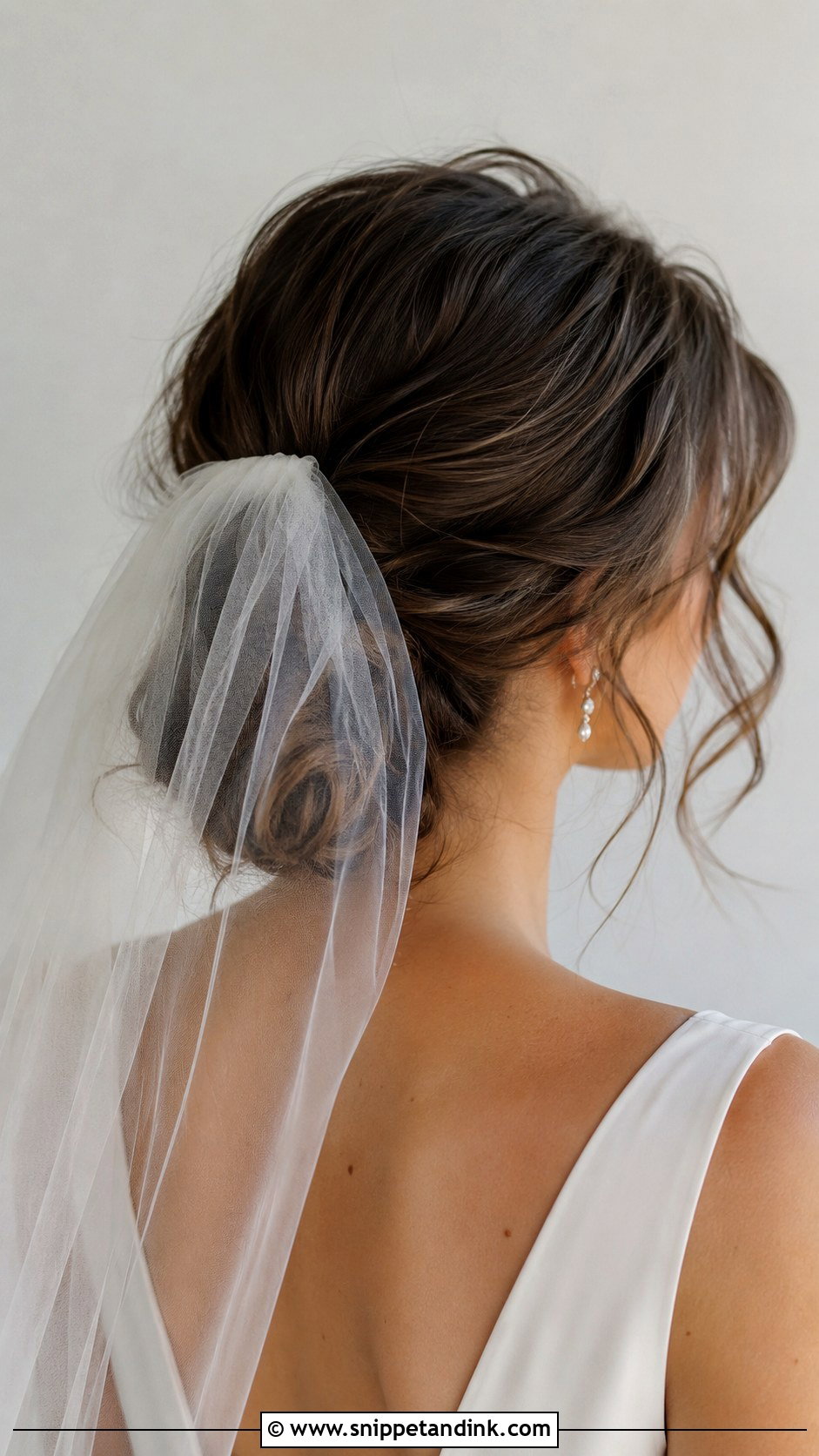 Veil Textured Low Bun Wedding Hair - Snippet and Ink - 15 Textured Low Bun Wedding Hairstyles