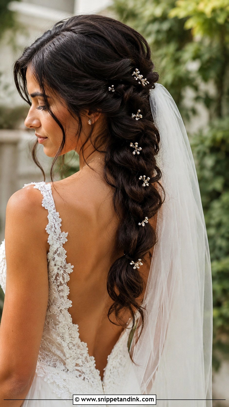 Veil Under Boho Braid - Snippet and Ink - 15 Veil Under Hair Ideas