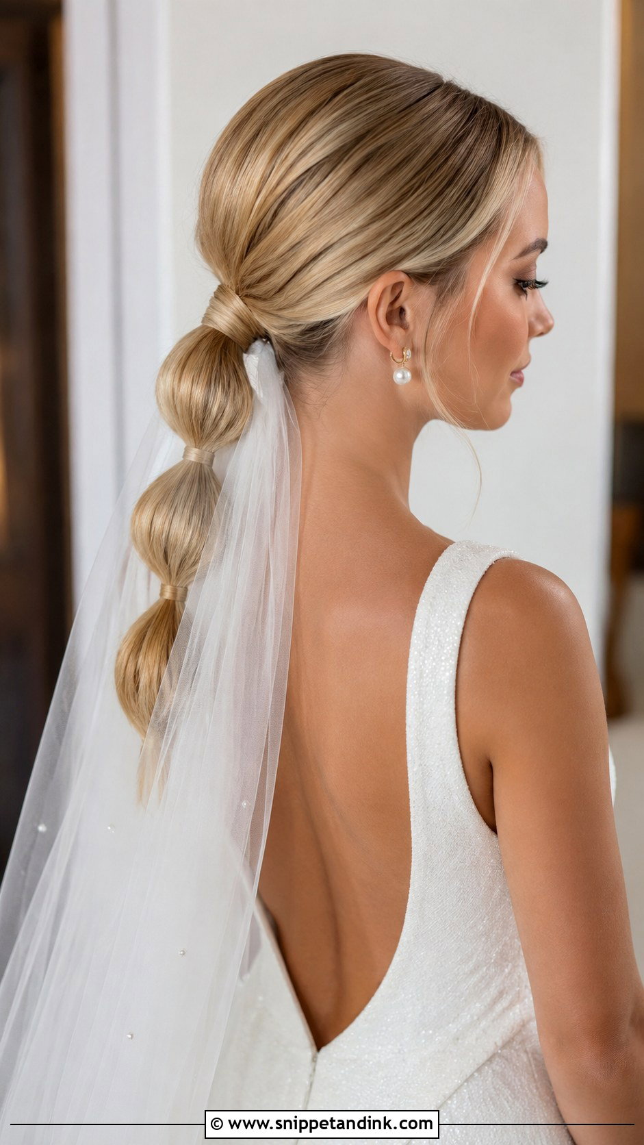 Veil Under Bubble Ponytail - Snippet and Ink - 15 Veil Under Hair Ideas
