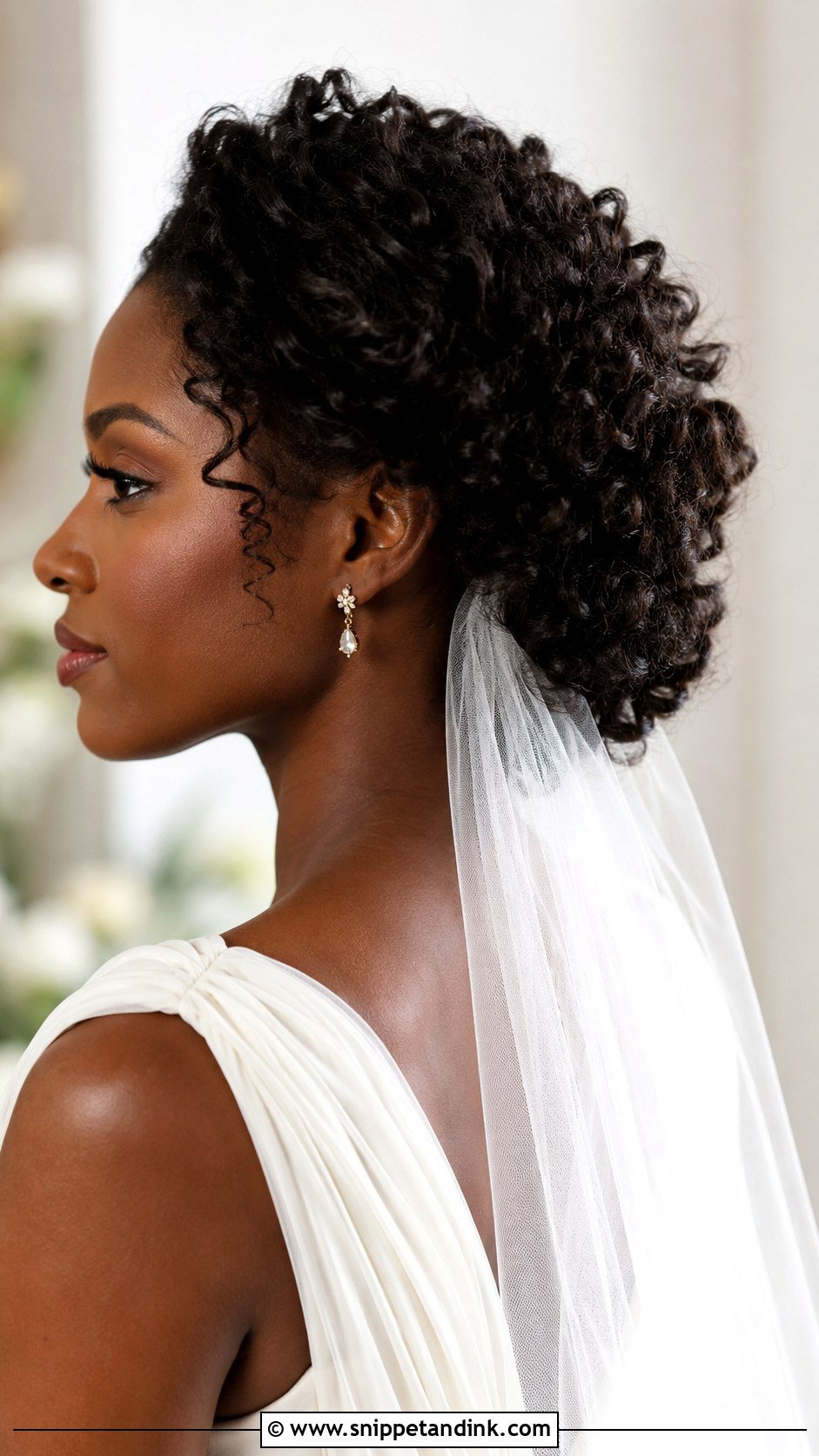 Veil Under Curly Updo - Snippet and Ink - 15 Veil Under Hair Ideas