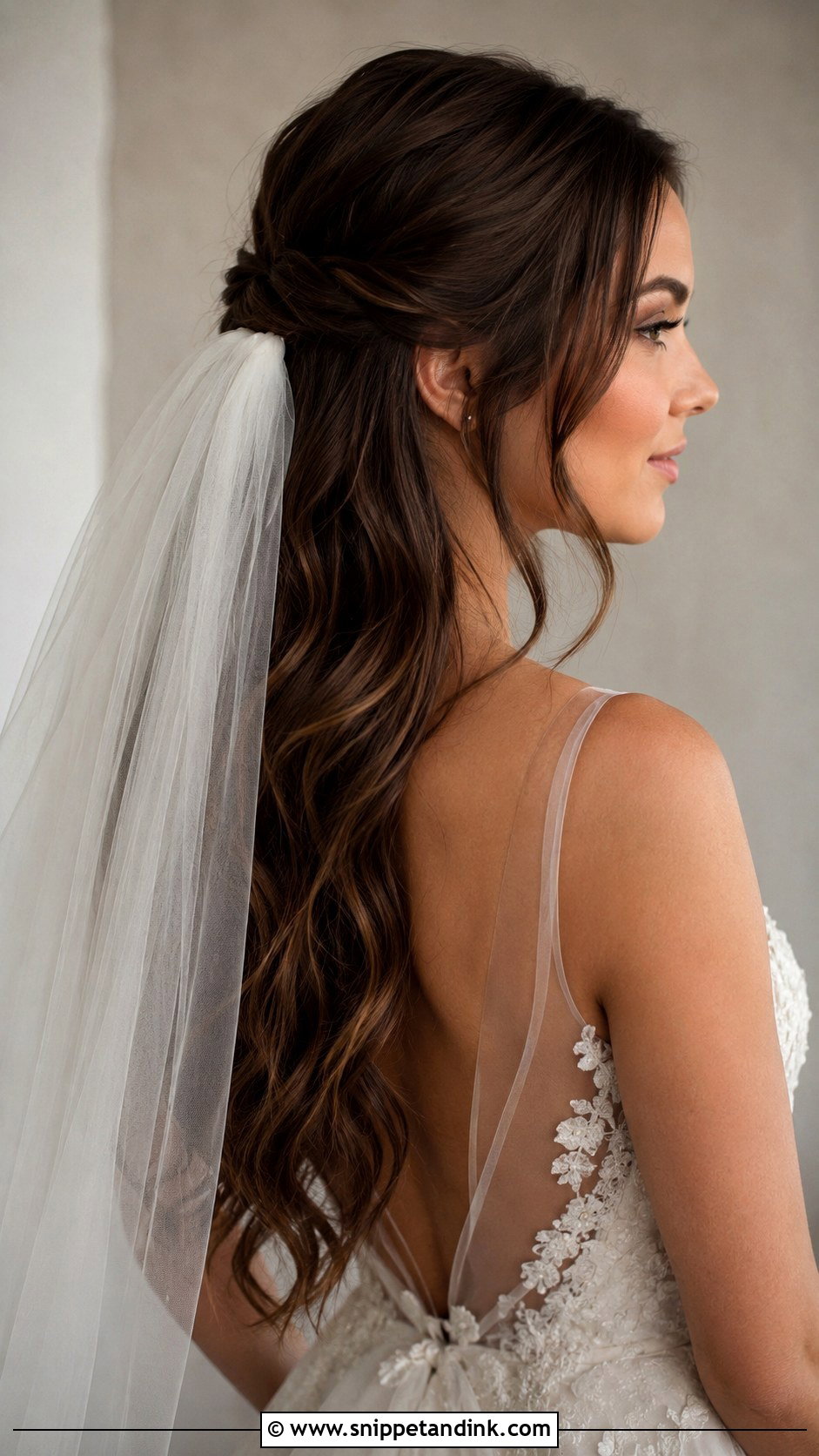Veil Under Half Up Hair - Snippet and Ink - 15 Veil Under Hair Ideas