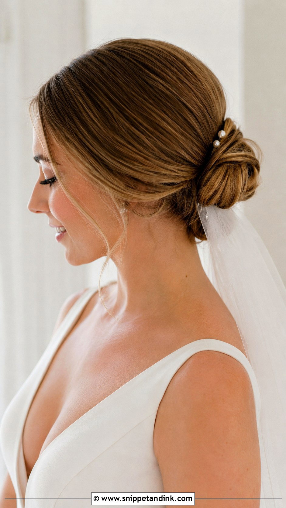 Veil Under Low Bun - Snippet and Ink - 15 Veil Under Hair Ideas