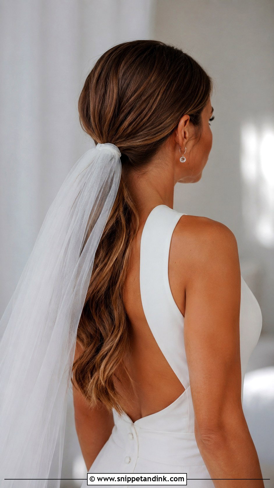 Veil Under Low Ponytail - Snippet and Ink - 15 Veil Under Hair Ideas