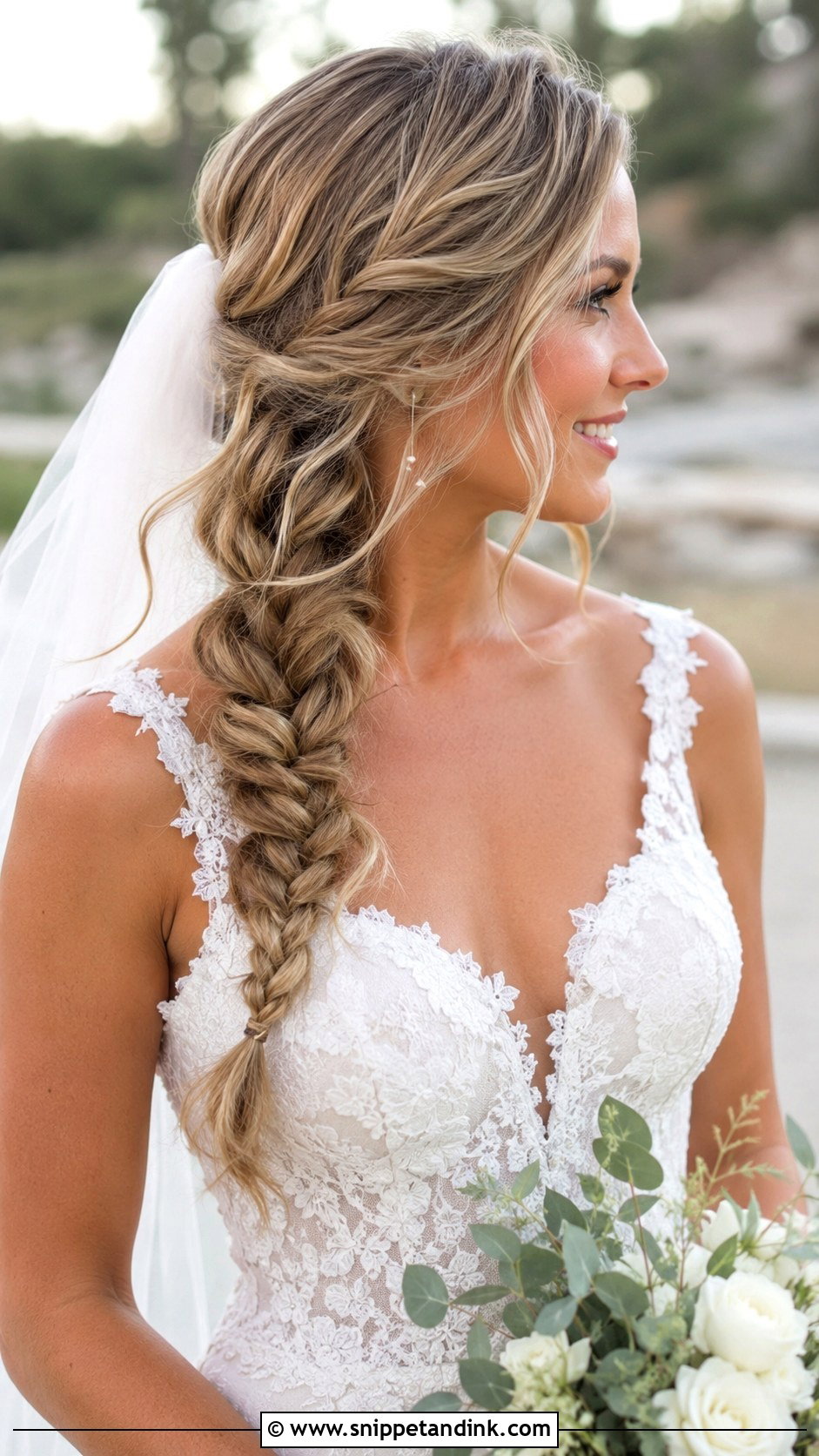 Veil Under Side Braid - Snippet and Ink - 15 Veil Under Hair Ideas