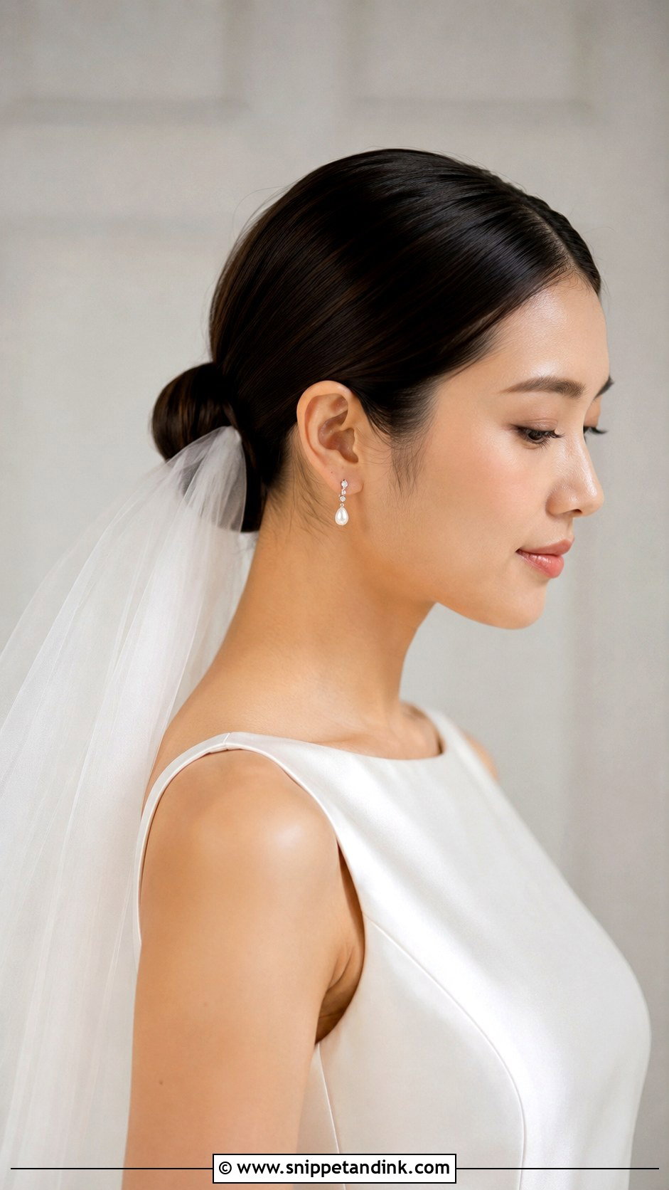 Veil Under Sleek Bun - Snippet and Ink - 15 Veil Under Hair Ideas