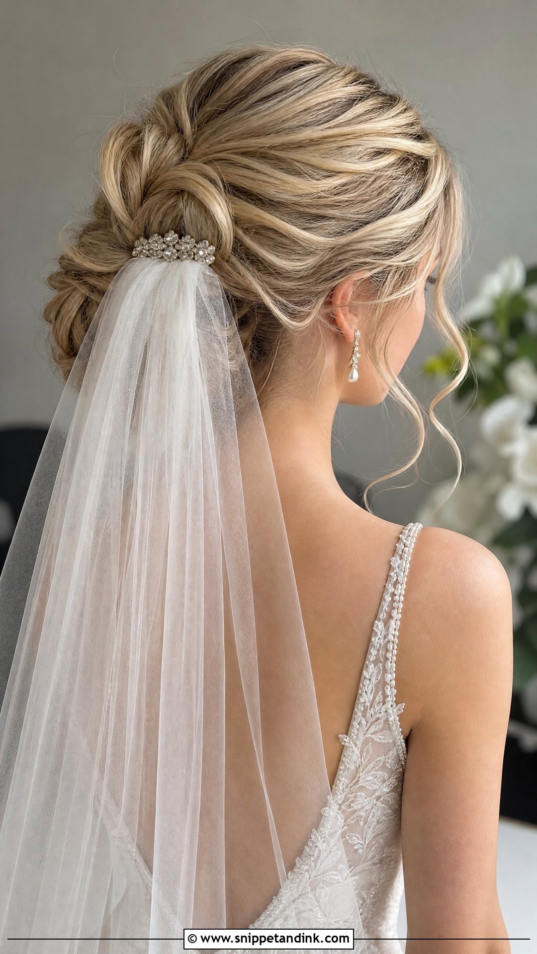 Veil Wedding Bun For Long Hair - Snippet and Ink - 20 Wedding Buns for Long Hair
