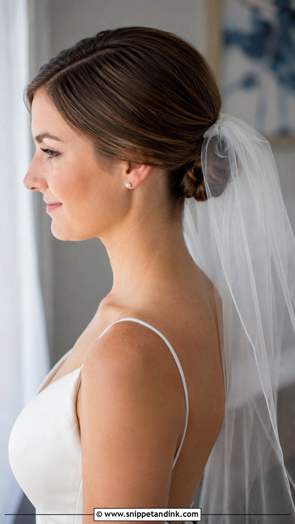 Veil Wedding Bun For Short Hair - Snippet and Ink - 15 Wedding Buns for Short Hair