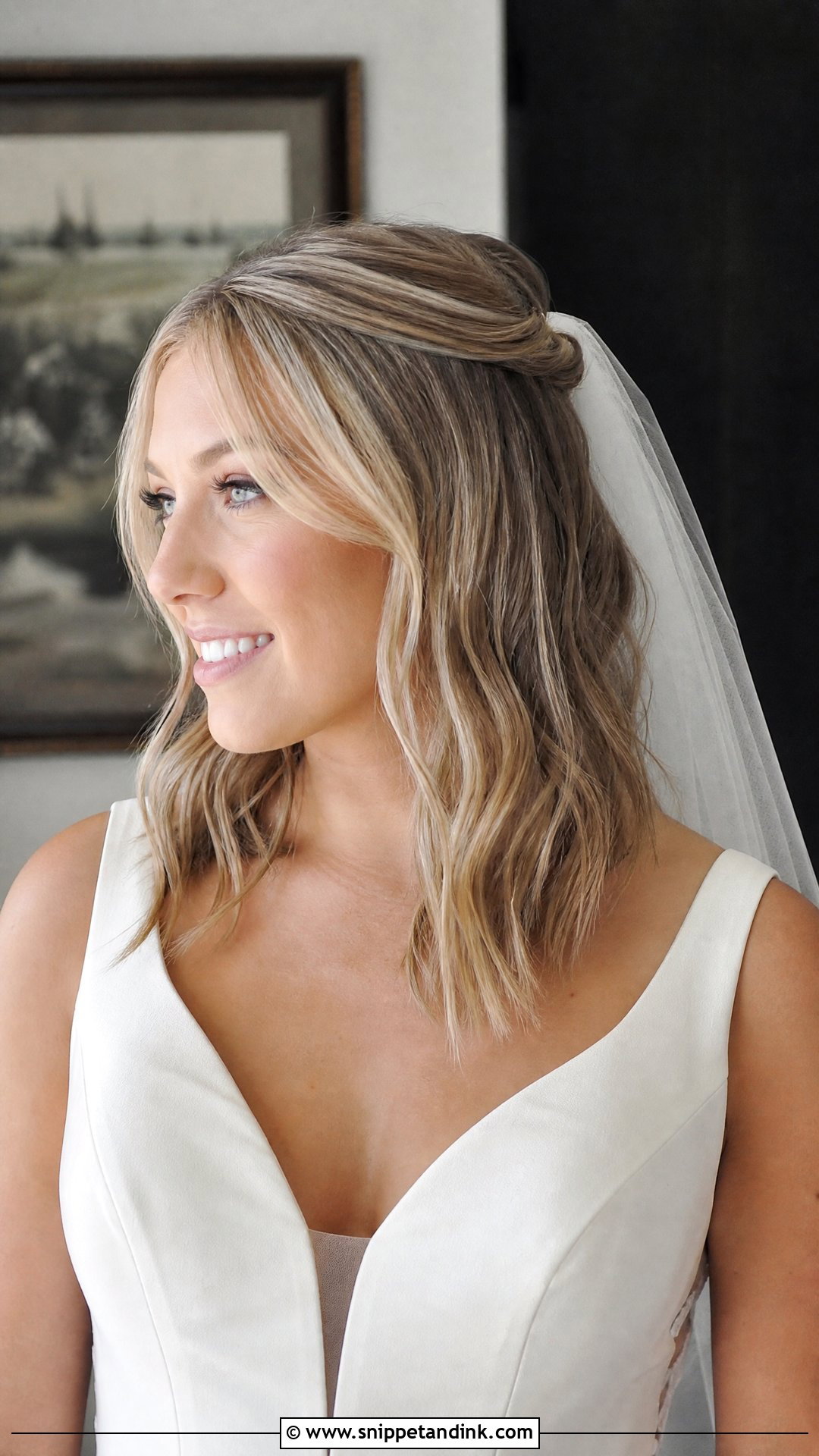 Veil Wedding Hair For Shoulder Length Hair - Snippet and Ink - 20 Simple Wedding Hairstyles for Short Hair Shoulder Length