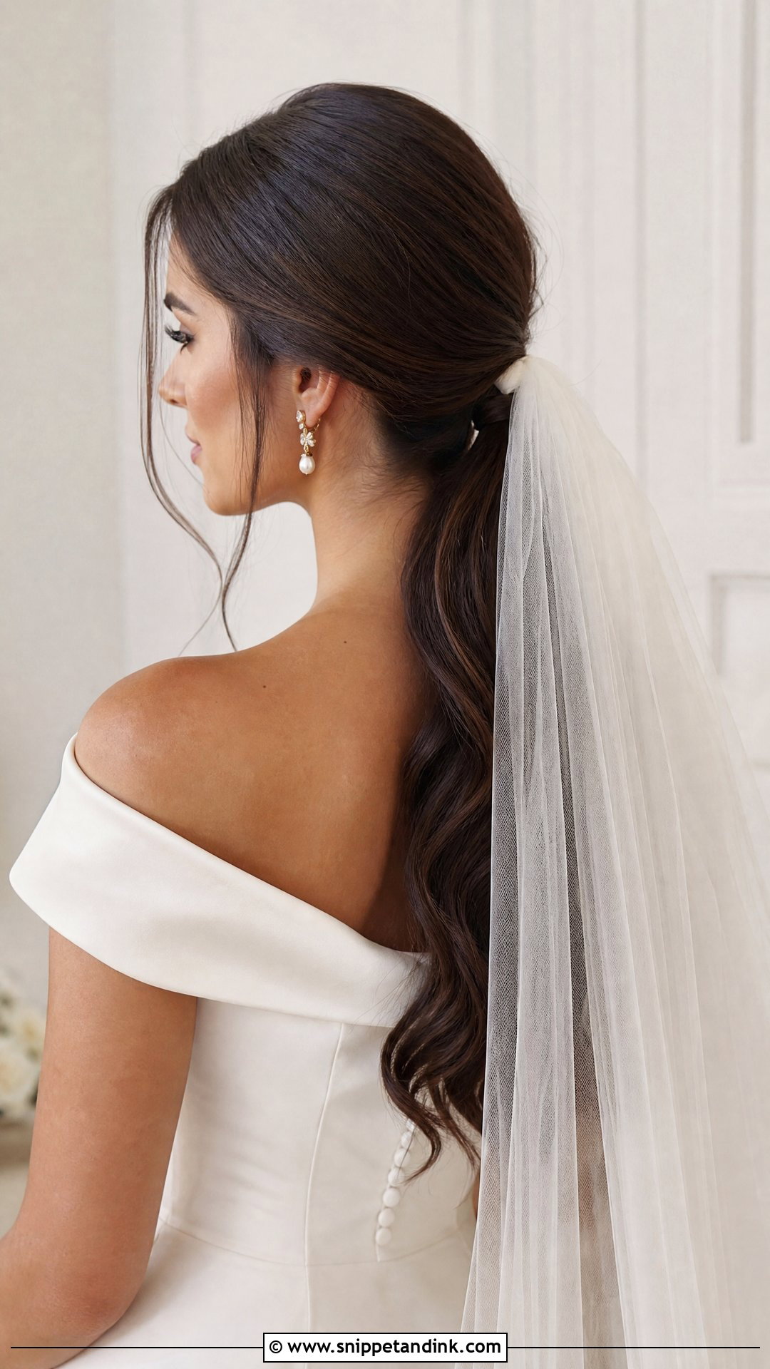 Veil Wedding Low Ponytail - Snippet and Ink - 15 Wedding Low Ponytail Ideas