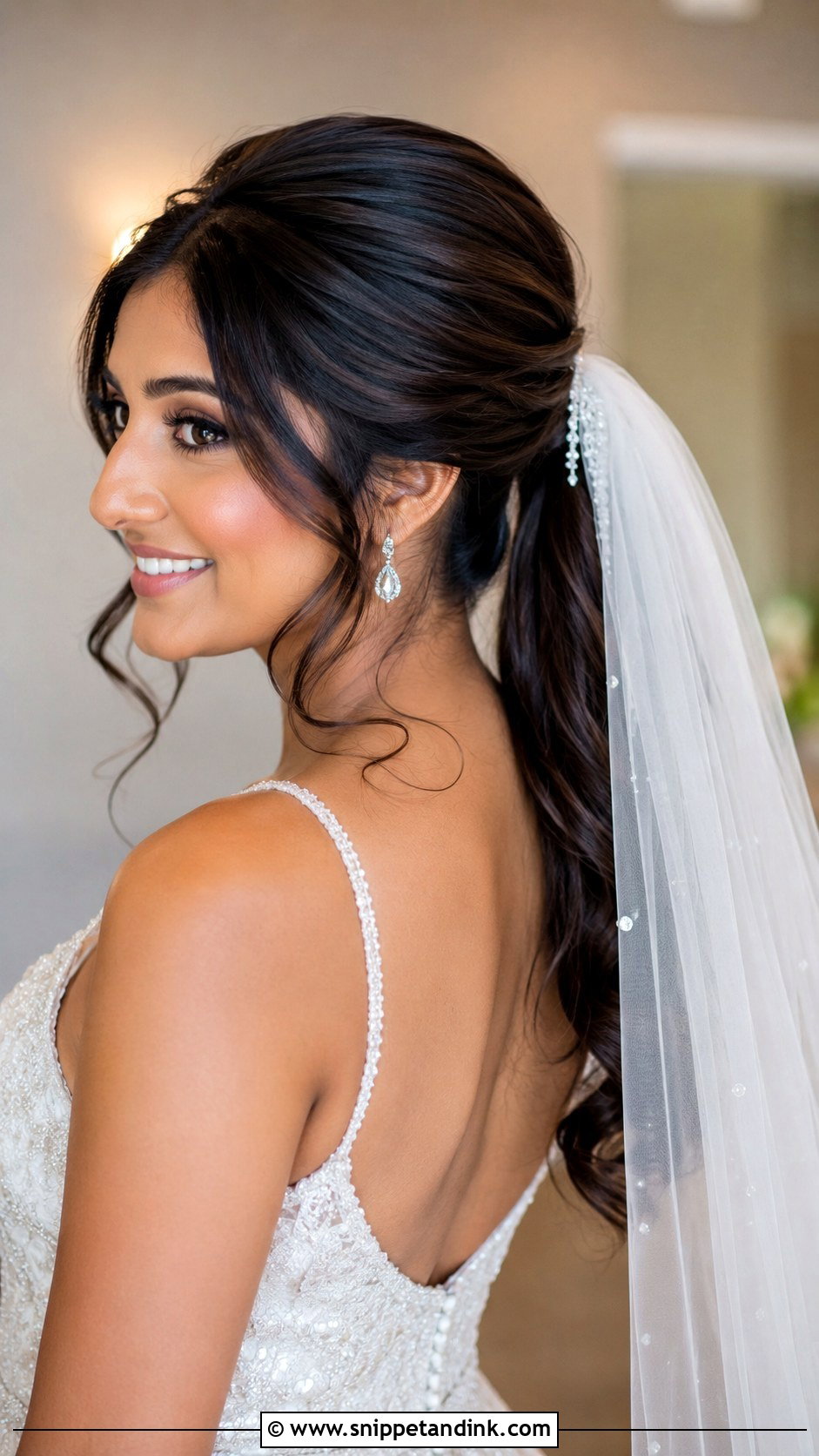 Veil Wedding Ponytail Updo - Snippet and Ink - 15 Wedding Updos for Long Hair Ponytail