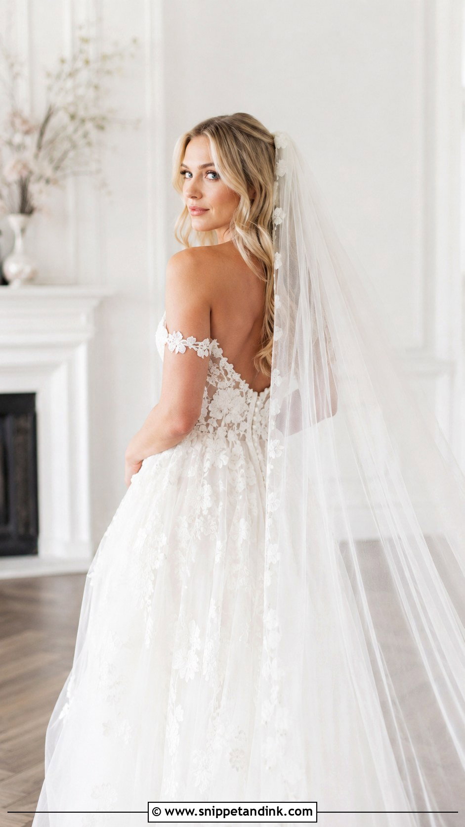 Veil with Flowing Hair - Snippet and Ink - 35 Bride Hairstyles