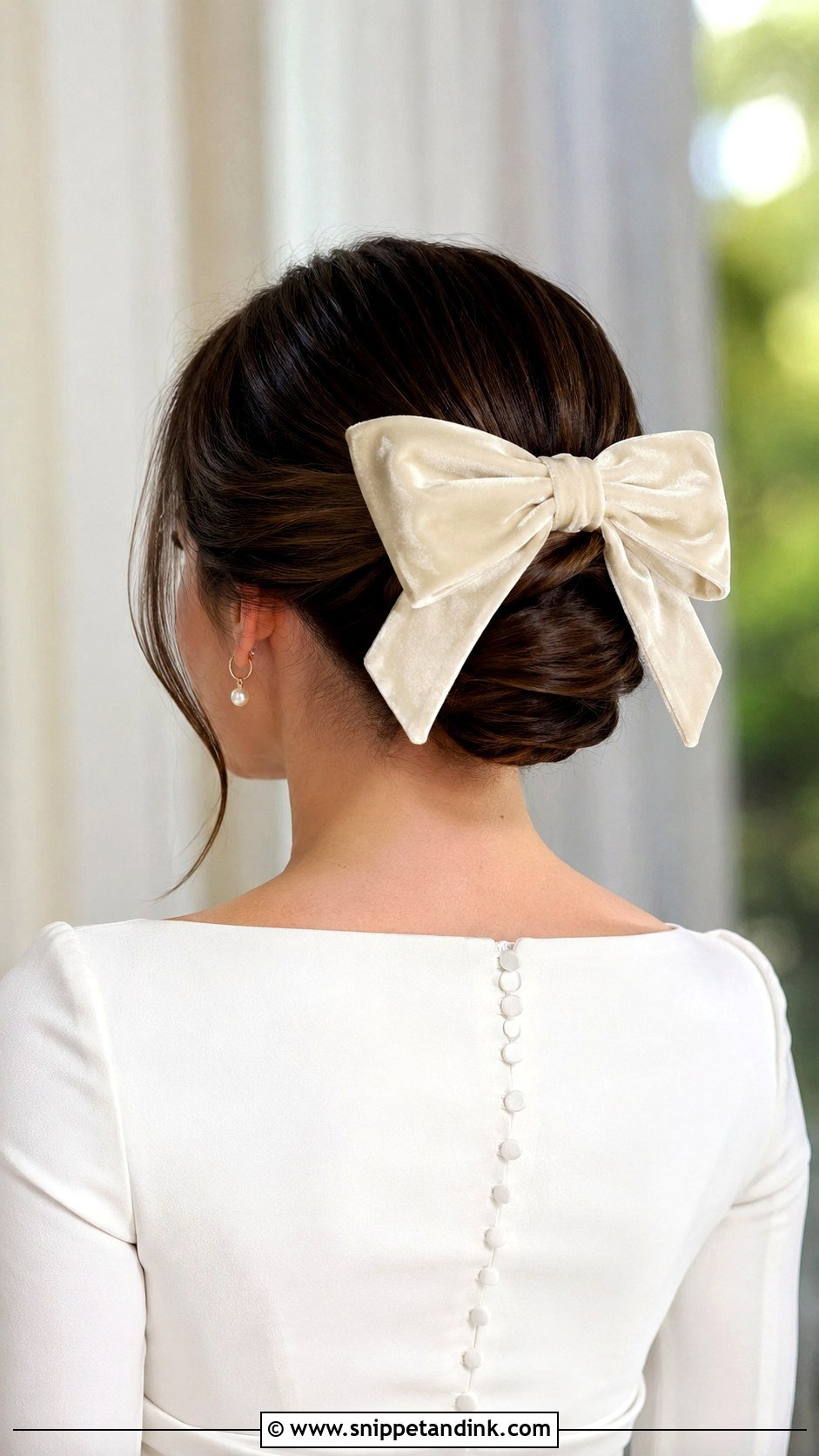 Velvet Bow Bridal Updo - Snippet and Ink - 20 Bridal Hair Bow Ideas
