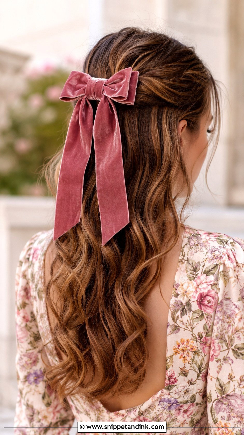 Velvet Bow Half Up - Snippet and Ink - 30 Wedding Guest Hairstyle Ideas