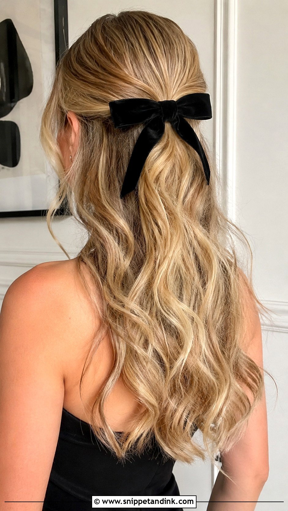 Velvet Bow Half Up - Snippet and Ink - 25 Hairstyle Ideas for Wedding Guest