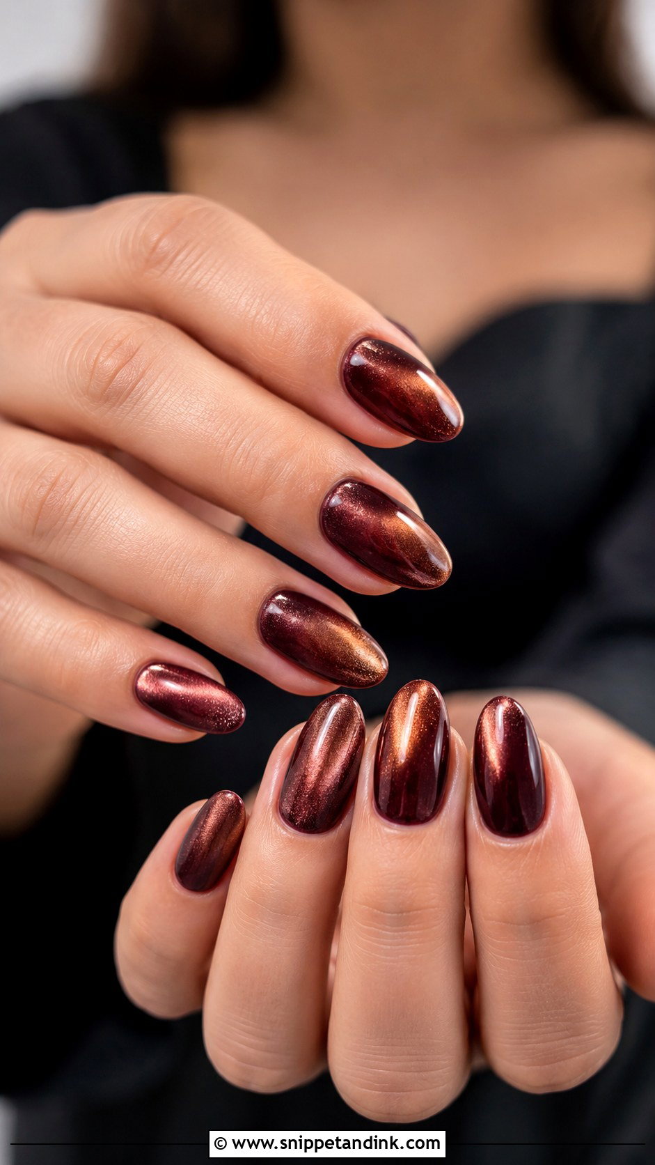 Velvet Cat Eye Fall Wedding Nails - Snippet and Ink - 30 Fall Wedding Nails