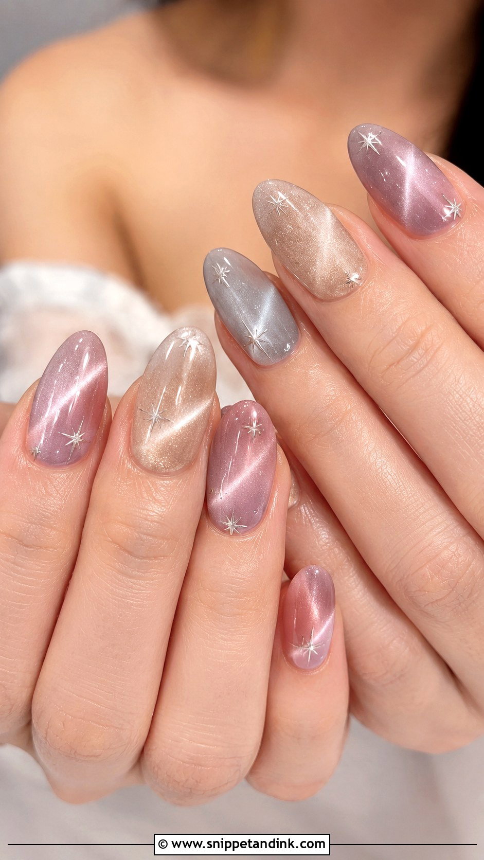 Velvet Cat Eye Wedding Nails - Snippet and Ink - 20 Funky Wedding Nails
