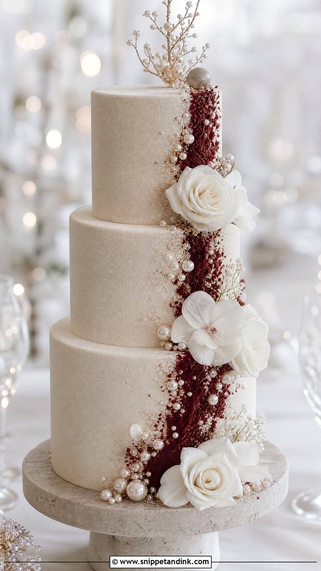 Velvet Texture Wedding Cake - Snippet and Ink - 20 Winter Wedding Cake Ideas