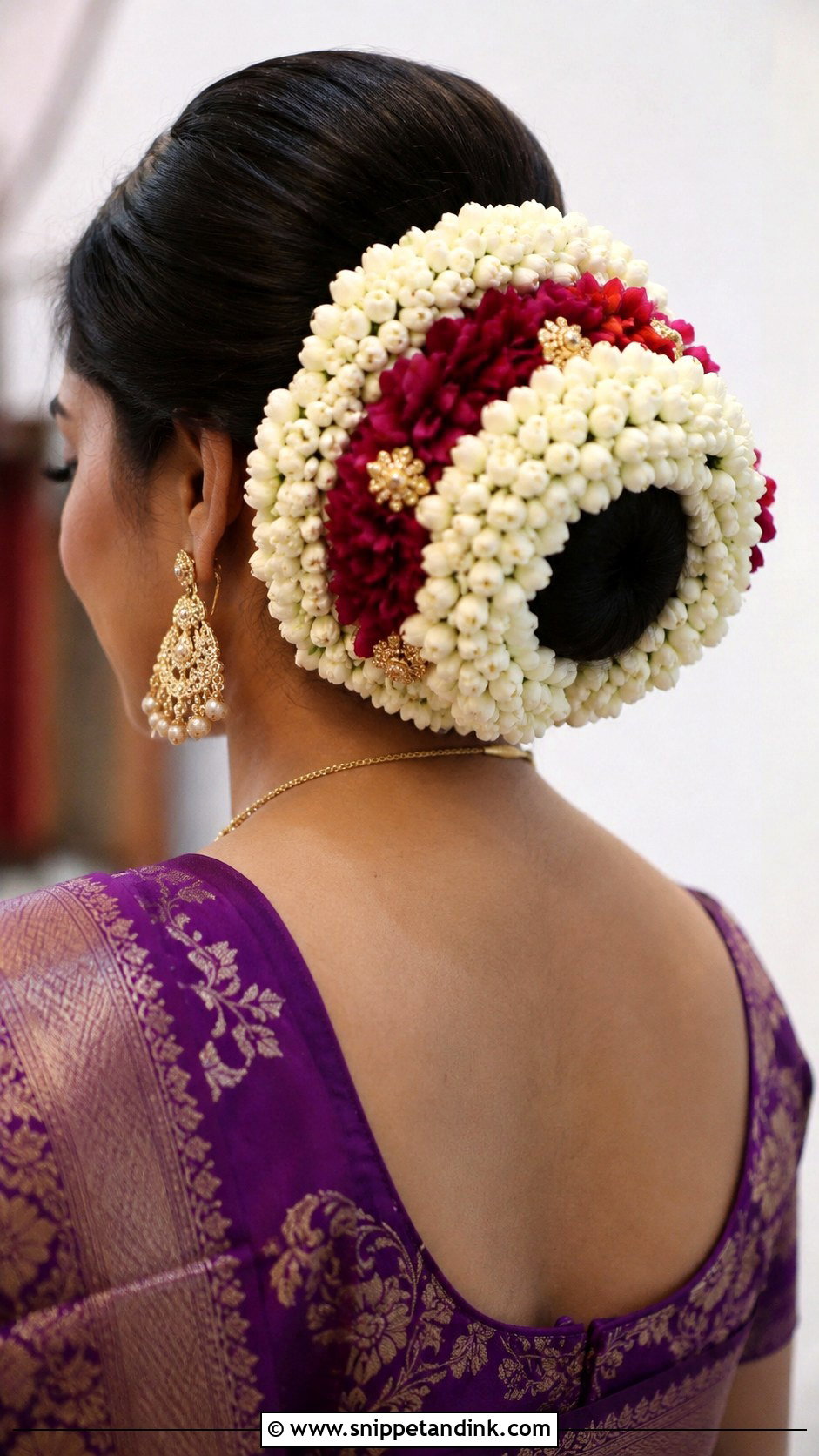 Veni Style Bun With Jasmine - Snippet and Ink - 25 South Indian Wedding Braids Hairstyles